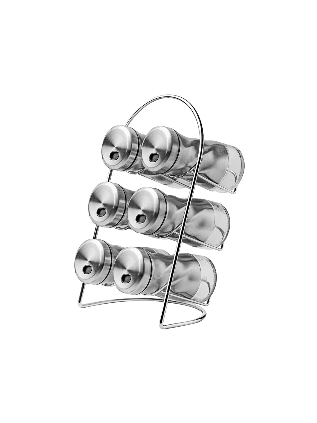 Gri Burgulu Standlı 6 Parça Paslanmaz Çelik Baharatlık Seti-3