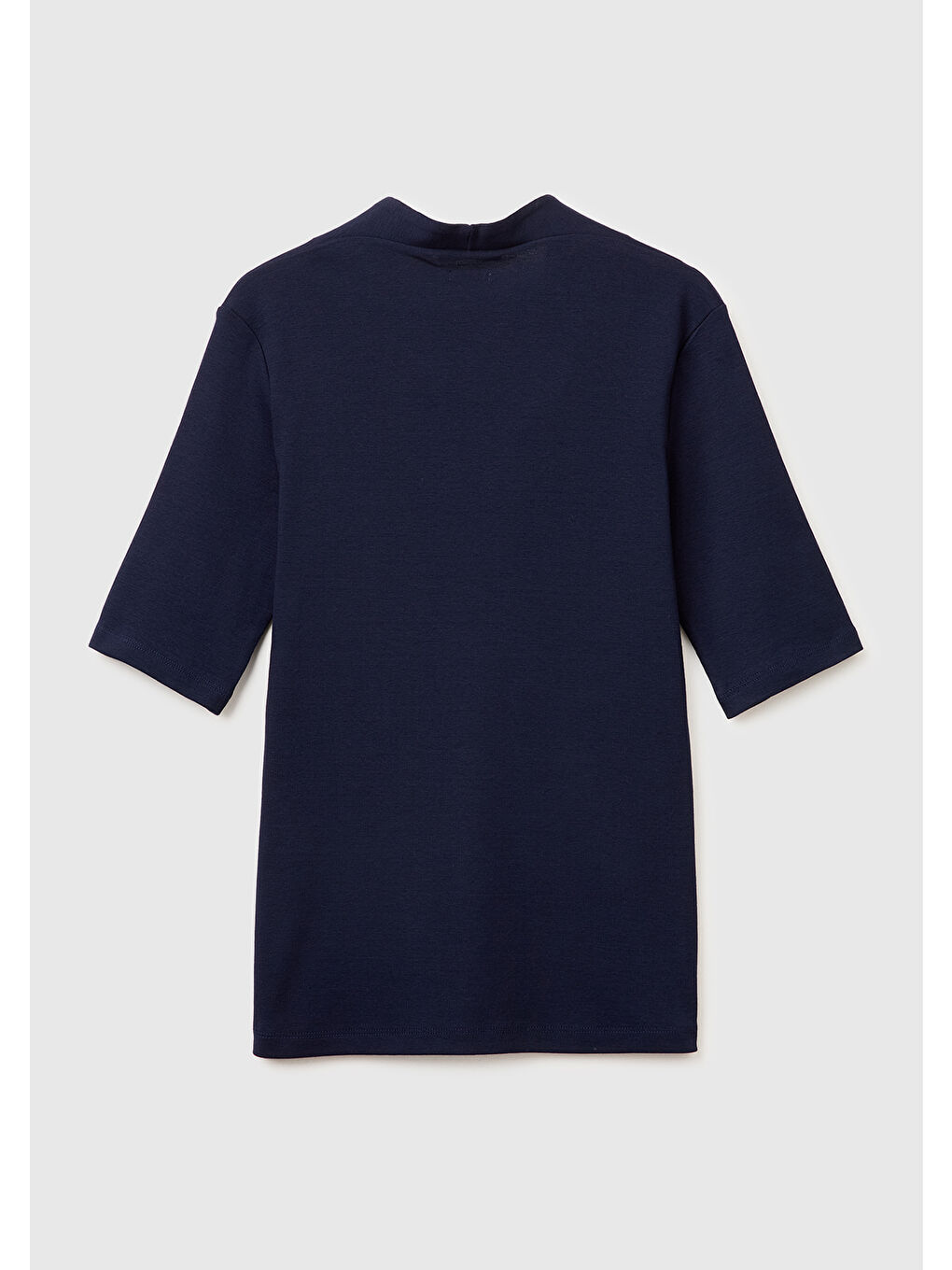 Kadın Lacivert %100 Pamuk Yarım Kollu Derin V Yaka T-Shirt-1