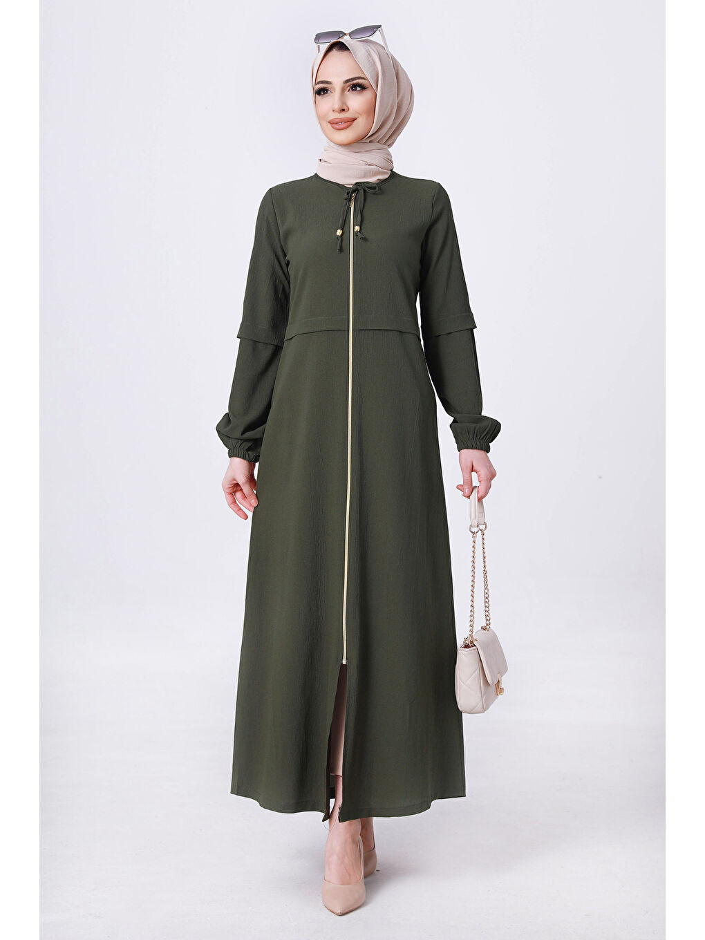 Fermuarlı Kap Haki - 27072-1