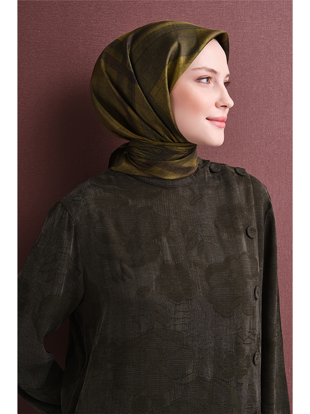 Yeşil Saf İpek Twill Eşarp 9618d 81