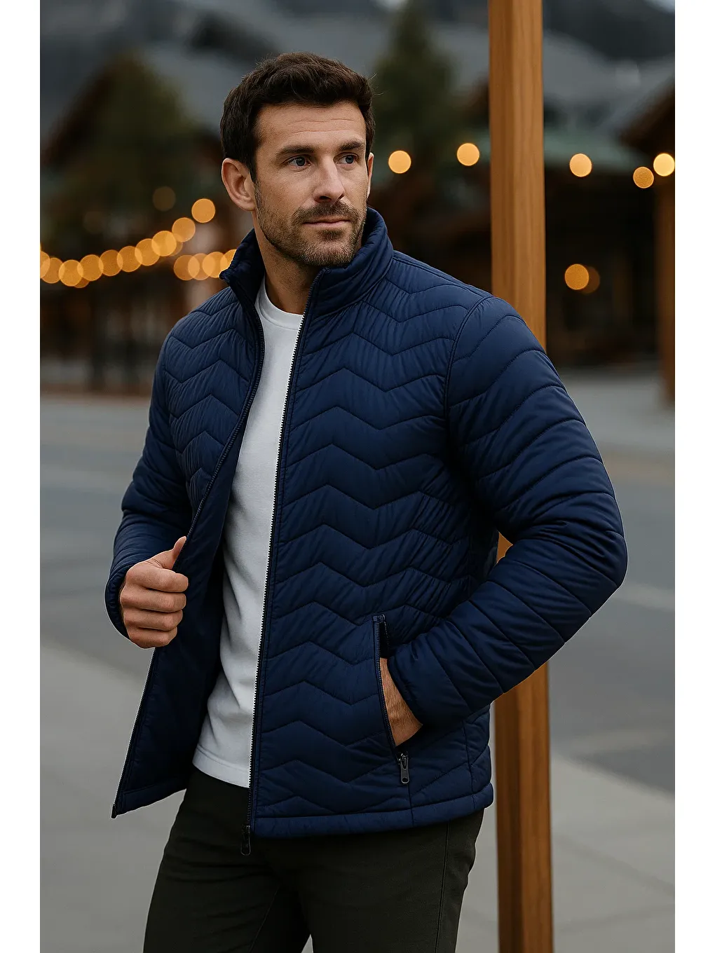 Erkek Trend Premium Lacivert Şişme Mont-1