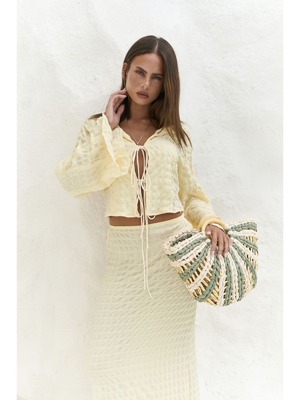 Rania Sarı Gömlek Etek Takım-1