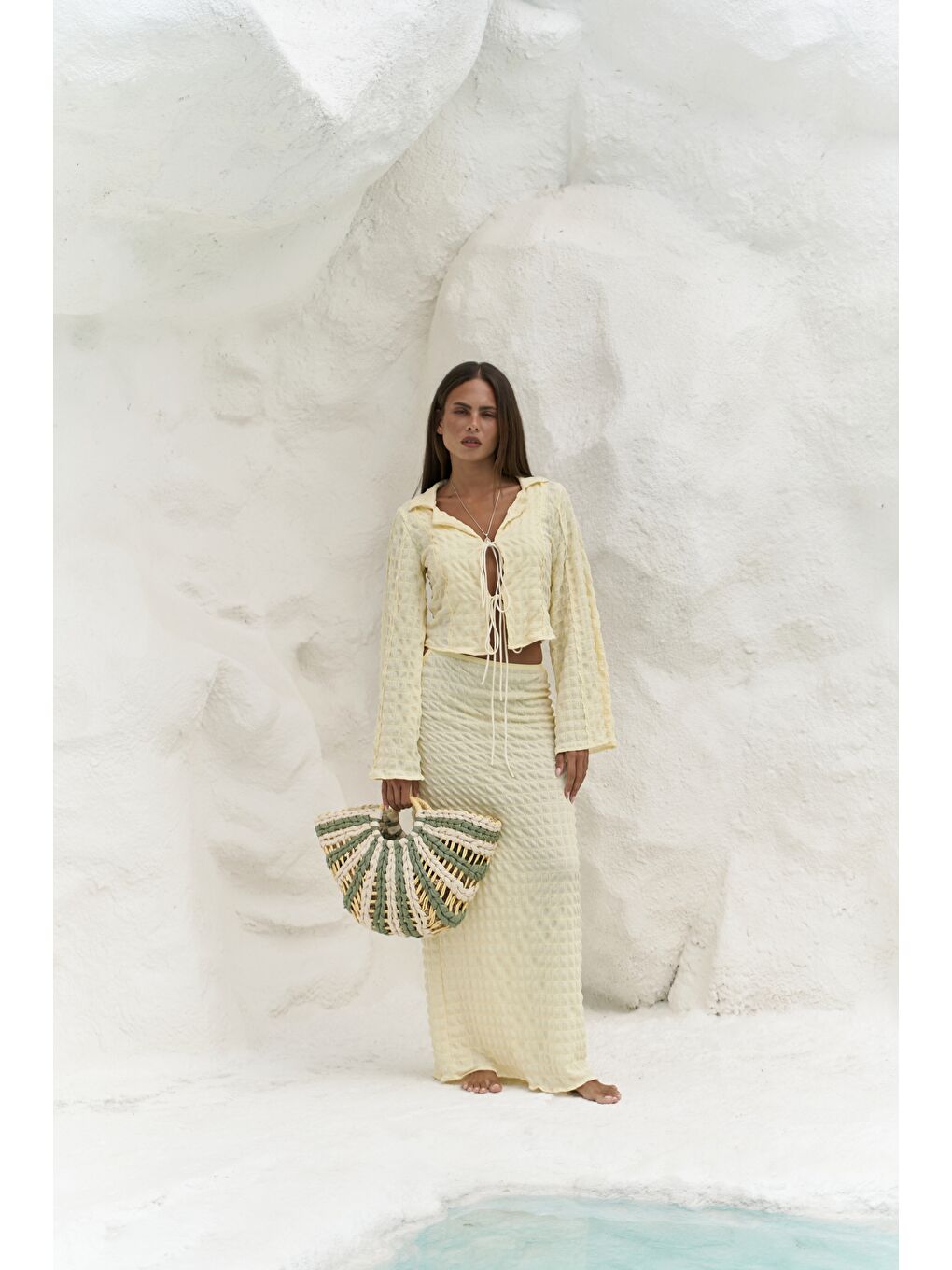 Rania Sarı Gömlek Etek Takım-2