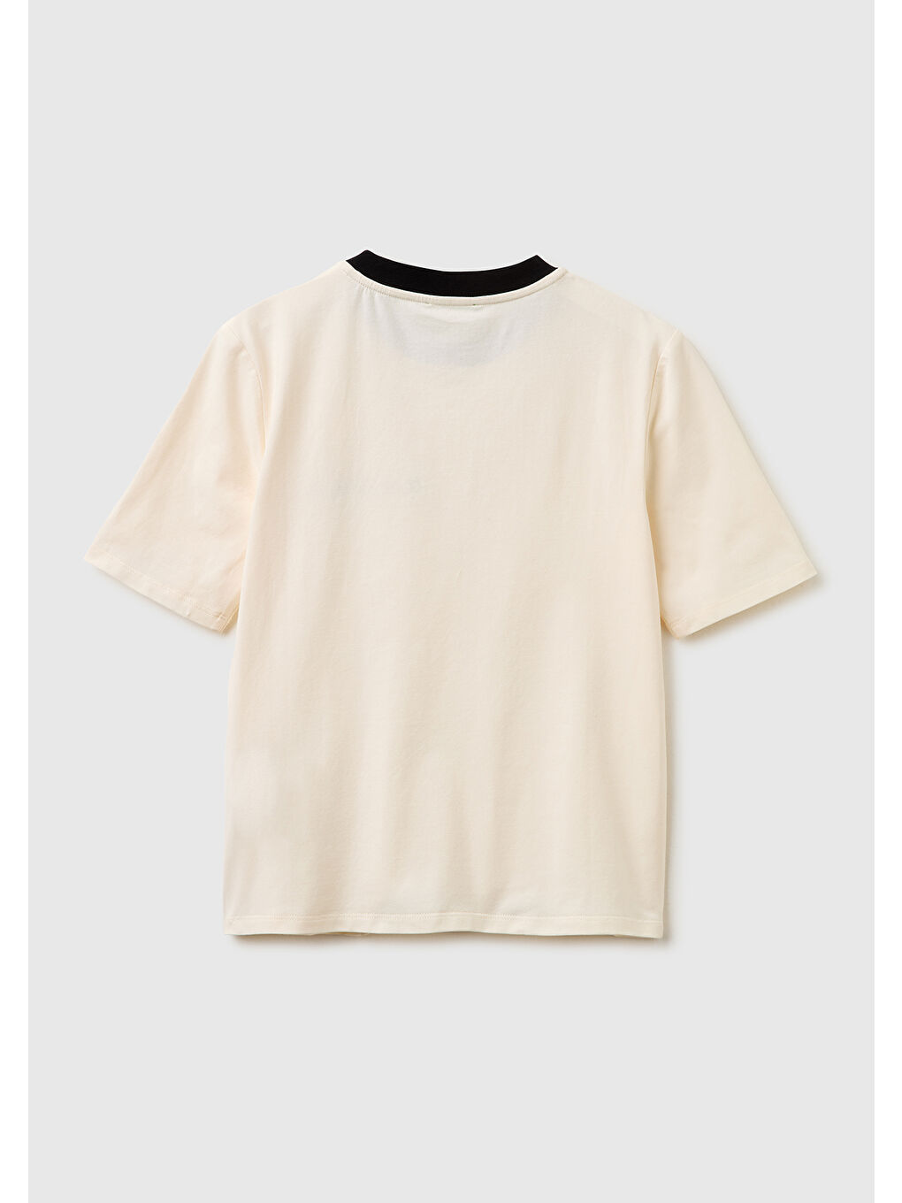 Ekru Kadın Krem Pamuk Karışımlı Payetli Nakışlı Bisiklet Yaka T-Shirt-3