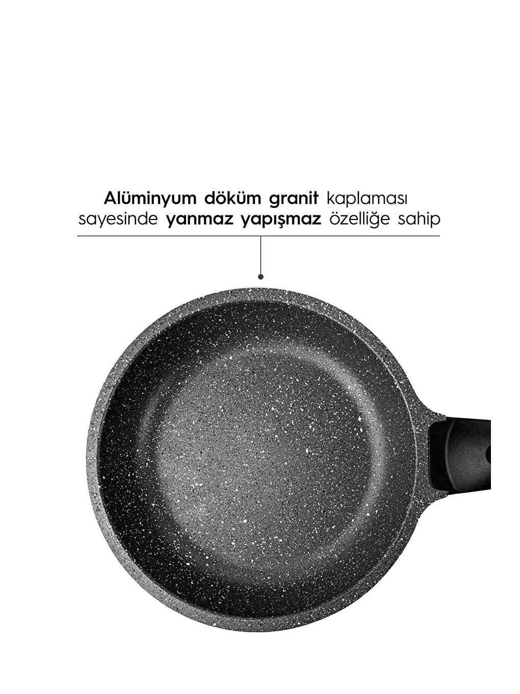 Siyah 3 Parça Alüminyum Döküm Granit Tava Takımı-1