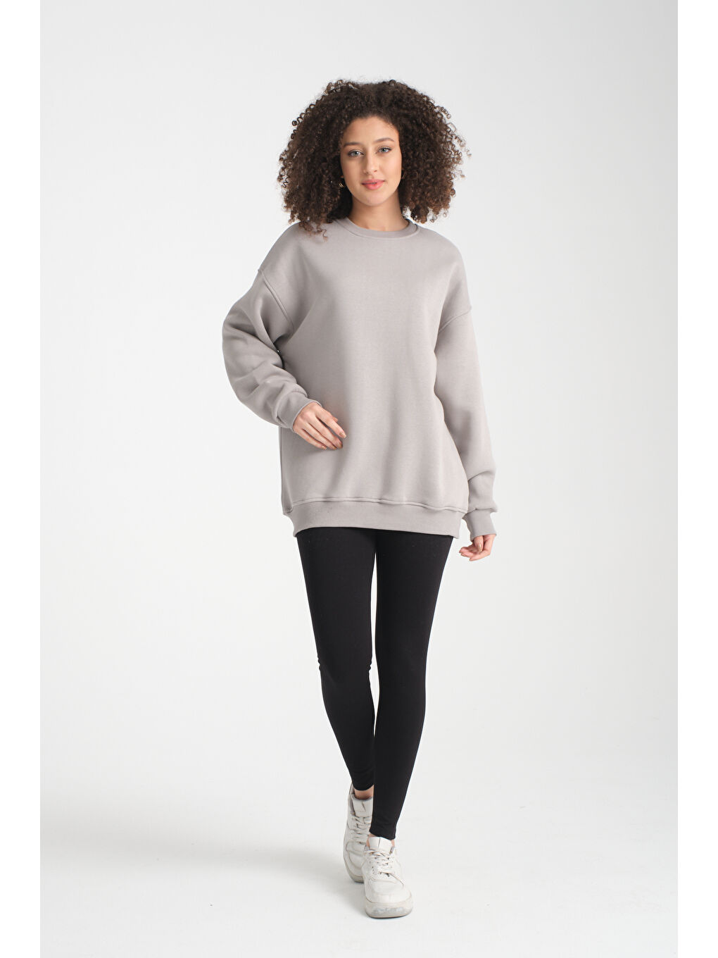 Ekru Uzun Kol 3 iplik Sweatshirt BK 1014-1