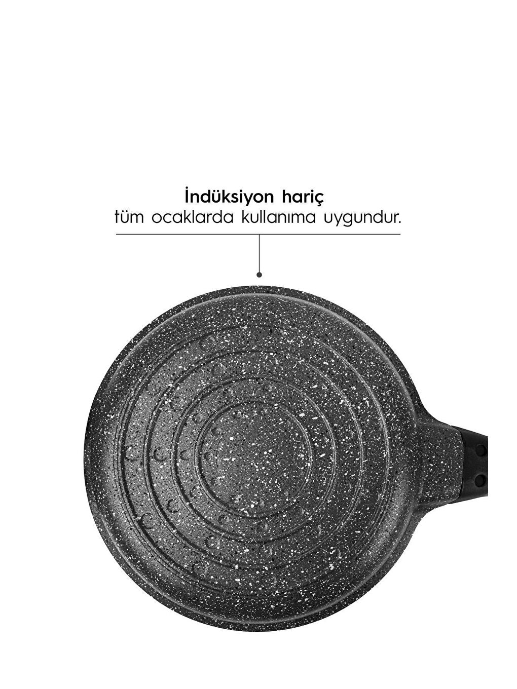 Siyah 3 Parça Alüminyum Döküm Granit Tava Takımı-2