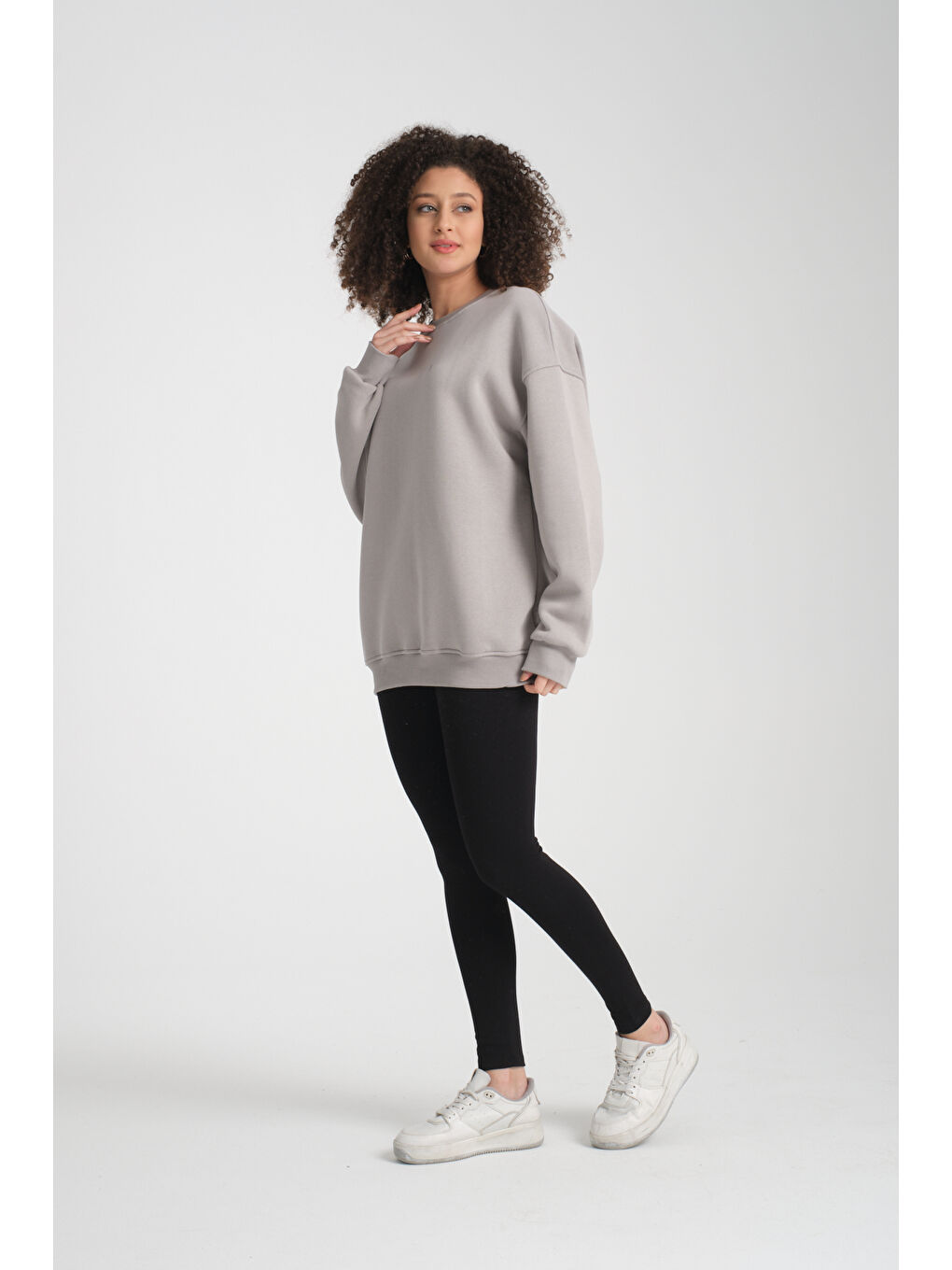 Ekru Uzun Kol 3 iplik Sweatshirt BK 1014-4