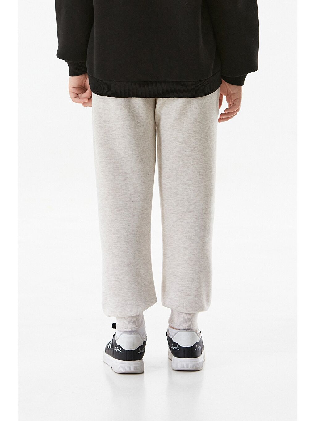 Bej 3 İplik Beli Bağlamalı Baskılı Jogger Erkek Çocuk Eşofman Altı-4