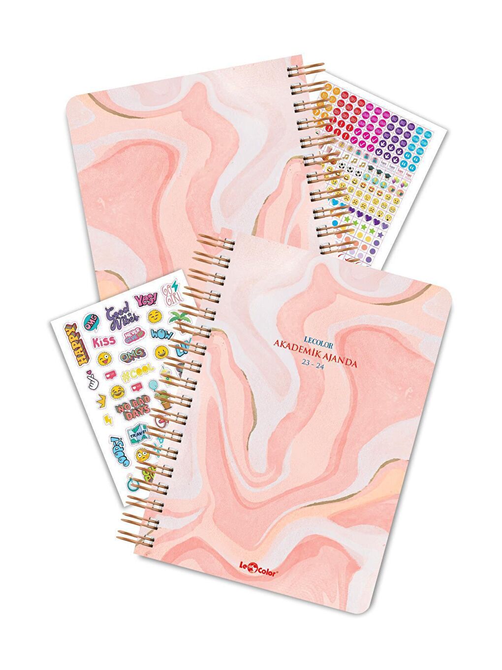 17 Aylık Akademik Ajanda 17x24 Spiralli 23/24 Stickerlı Marble-1