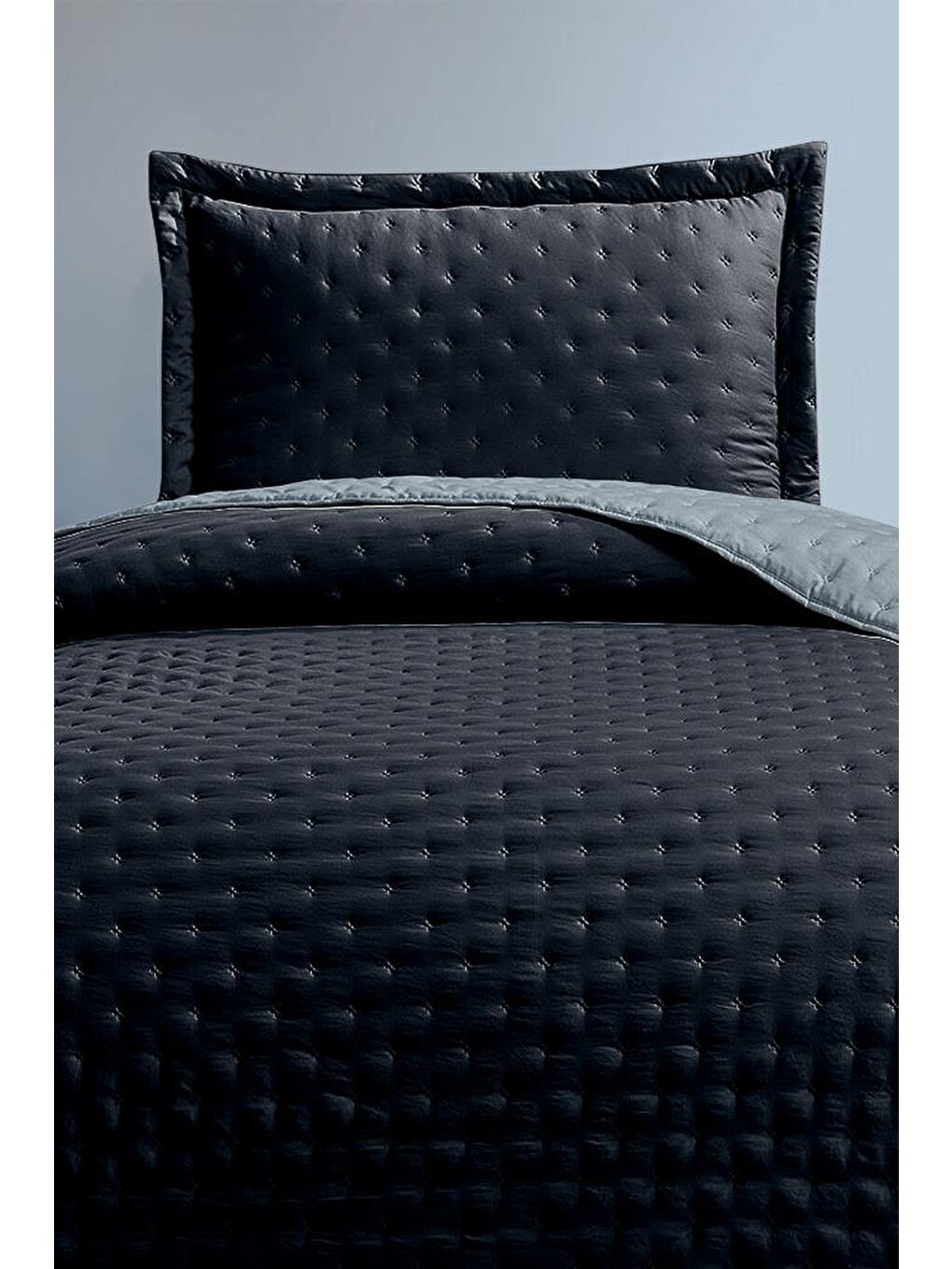 Washed Soft Çift Taraflı Tek Kişilik Yatak Örtüsü Lacivert