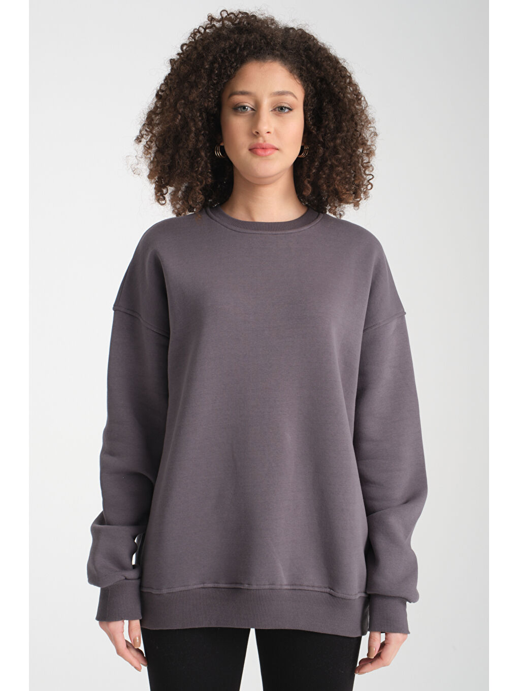 Antrasit Uzun Kol 3 iplik Sweatshirt BK 1014