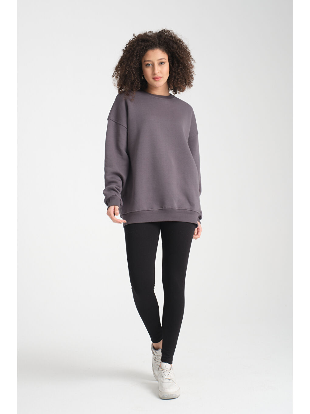 Antrasit Uzun Kol 3 iplik Sweatshirt BK 1014-1
