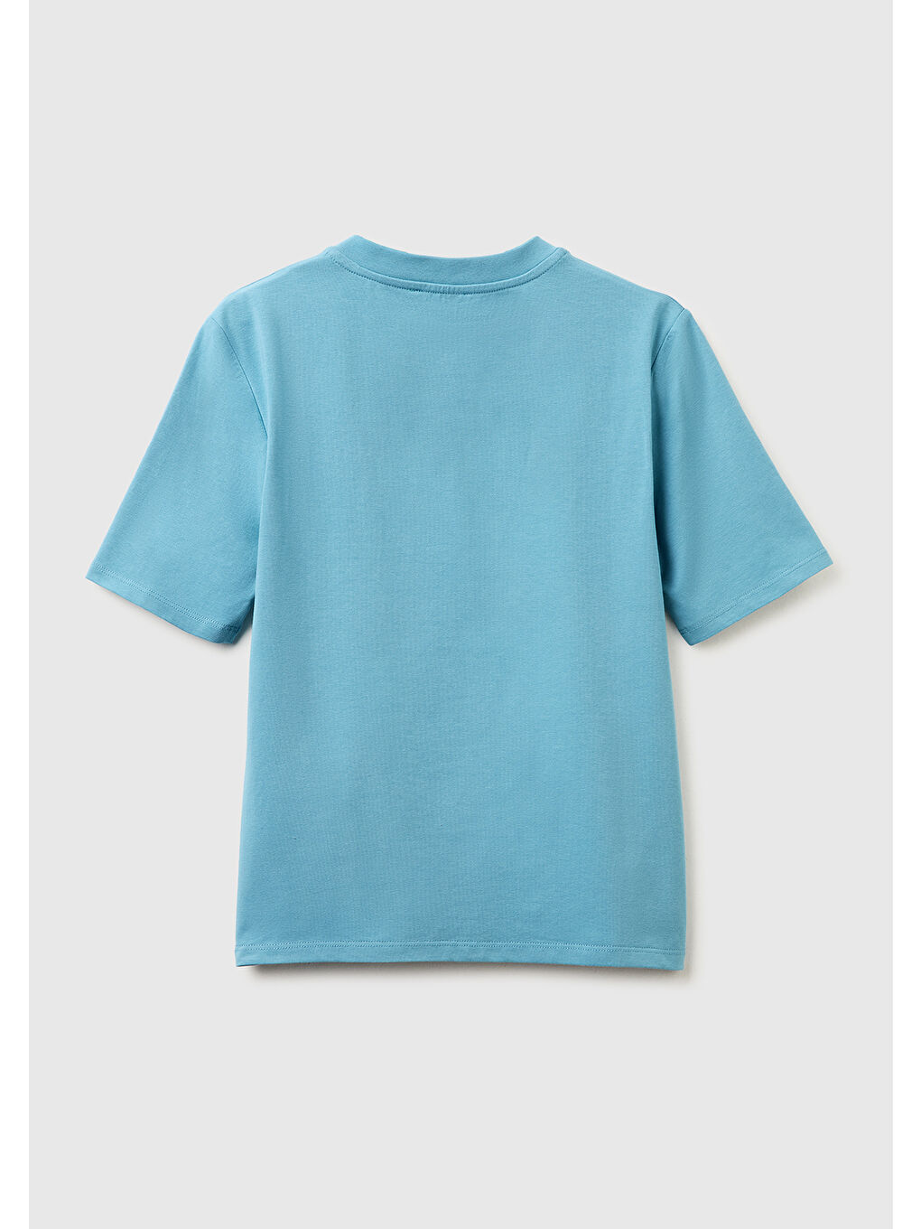 Kadın Açık Mavi Pamuk Karışımlı Payetli Nakışlı Bisiklet Yaka T-Shirt-1