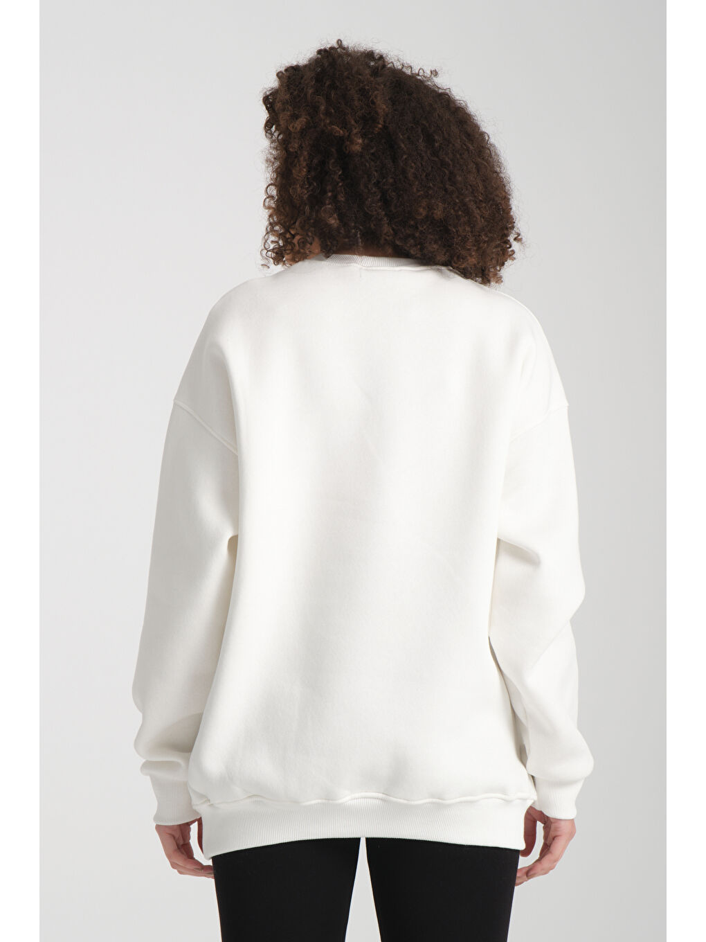 Beyaz Uzun Kol 3 iplik Sweatshirt BK 1014-3