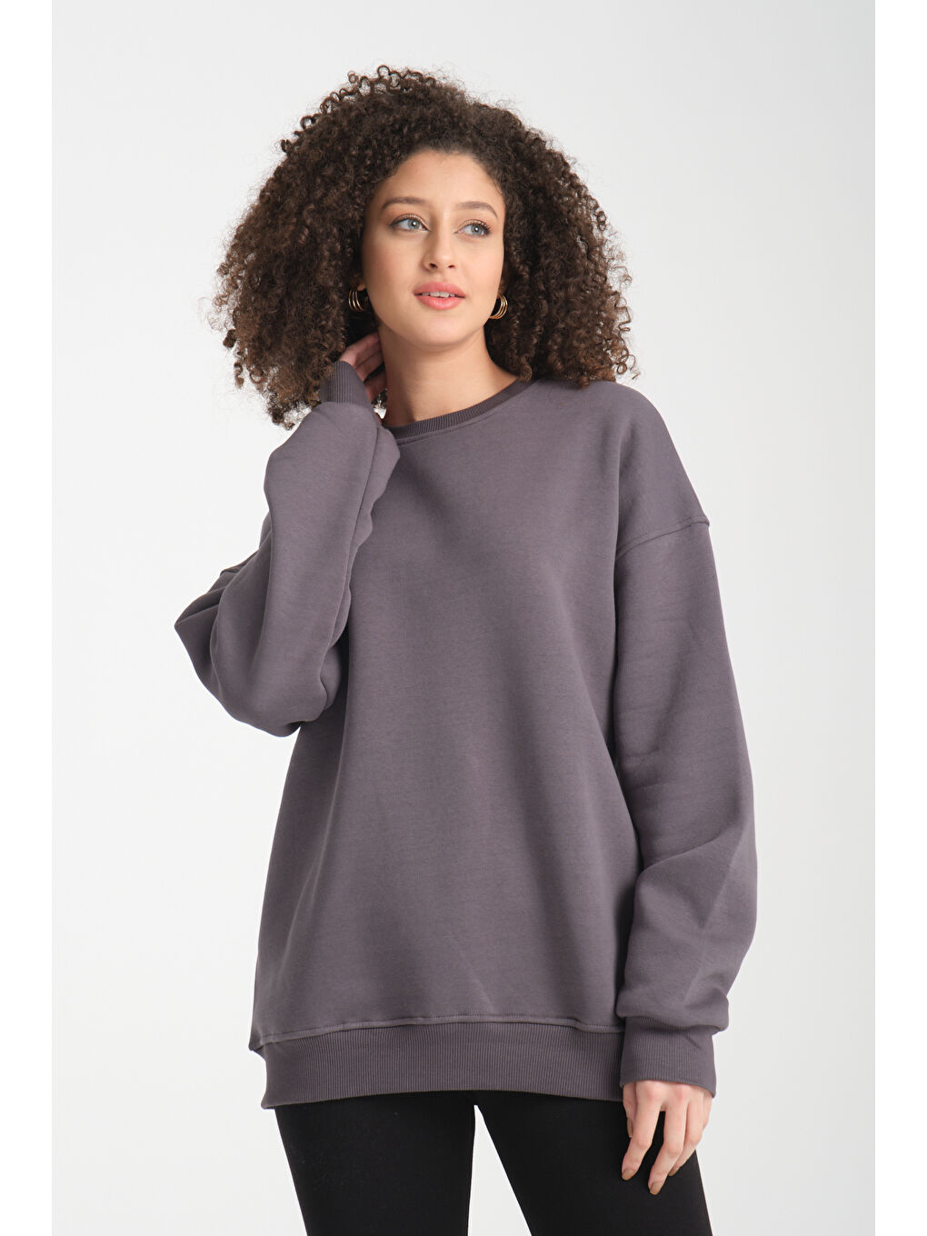 Antrasit Uzun Kol 3 iplik Sweatshirt BK 1014-4