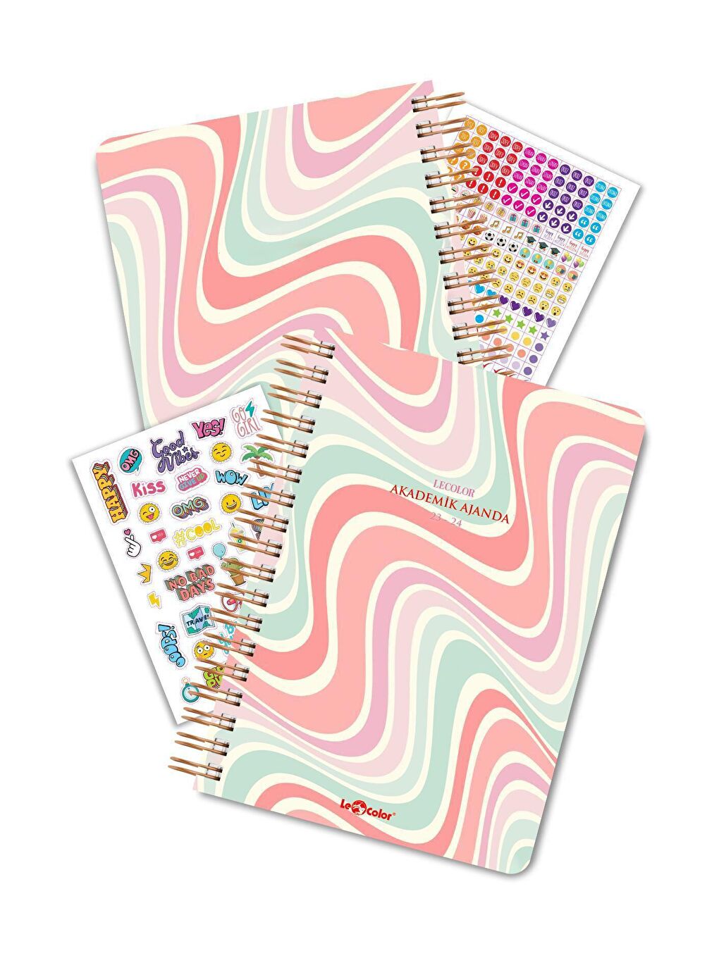 17 Aylık Akademik Ajanda 17x24 Spiralli 23/24 Stickerlı Pink-1