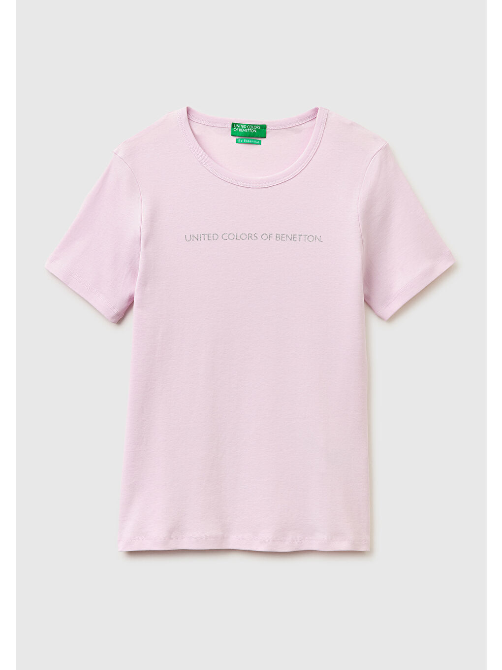 Kadın Açık Pembe %100 Pamuk Logo Baskılı Bisiklet Yaka T-Shirt