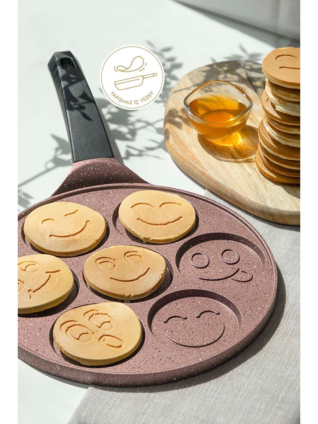 Sarı Rose Gold Alüminyum Döküm 27 Cm Krep Tavası