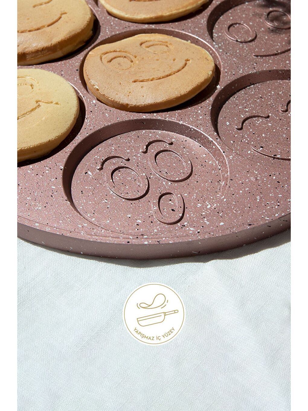 Sarı Rose Gold Alüminyum Döküm 27 Cm Krep Tavası-1