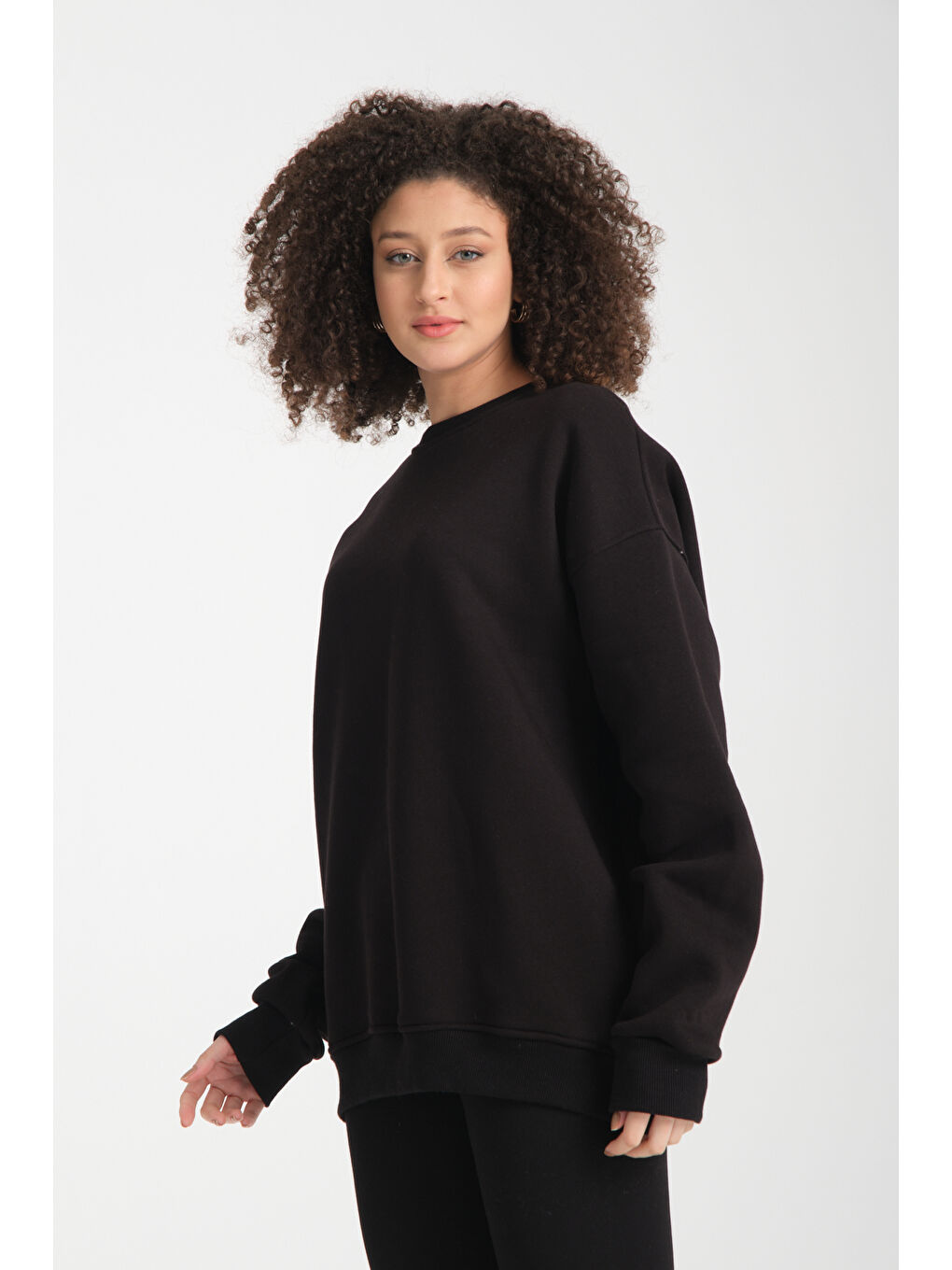 Siyah Uzun Kol 3 iplik Sweatshirt BK 1014