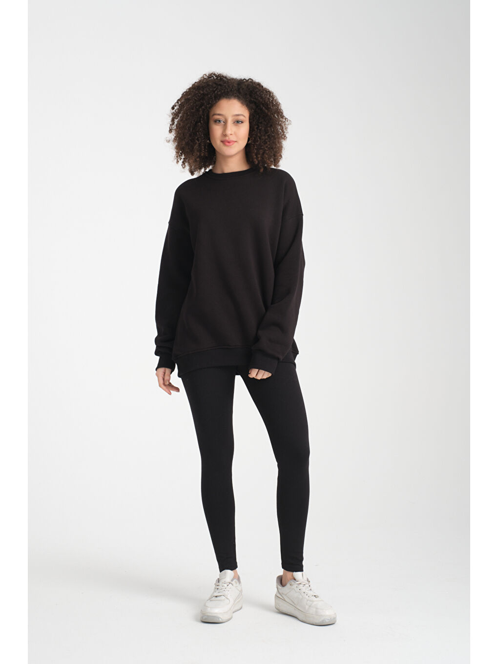 Siyah Uzun Kol 3 iplik Sweatshirt BK 1014-1