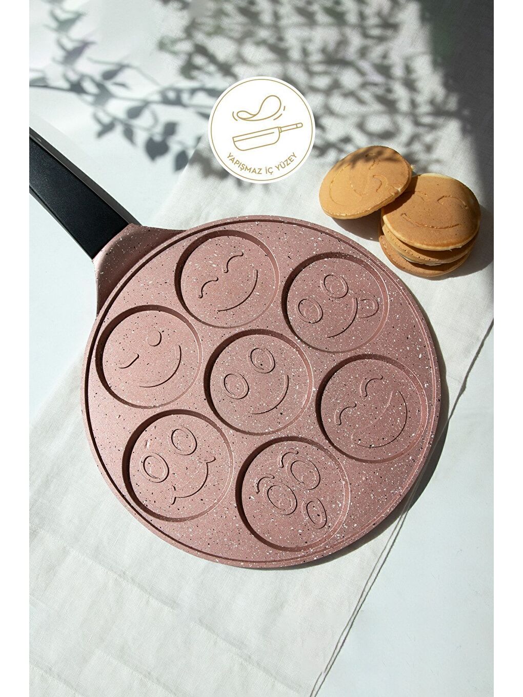 Sarı Rose Gold Alüminyum Döküm 27 Cm Krep Tavası-2