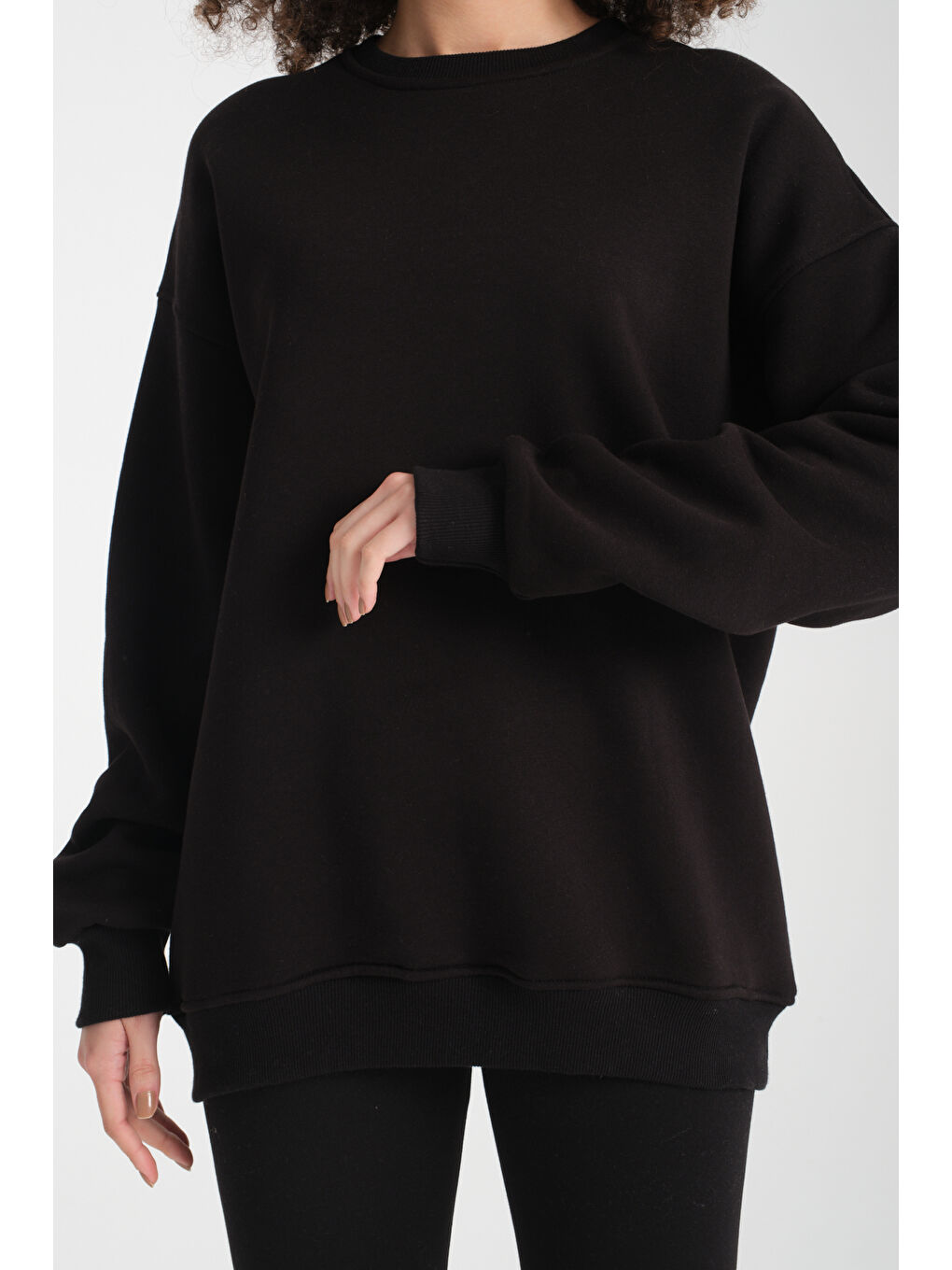 Siyah Uzun Kol 3 iplik Sweatshirt BK 1014-2