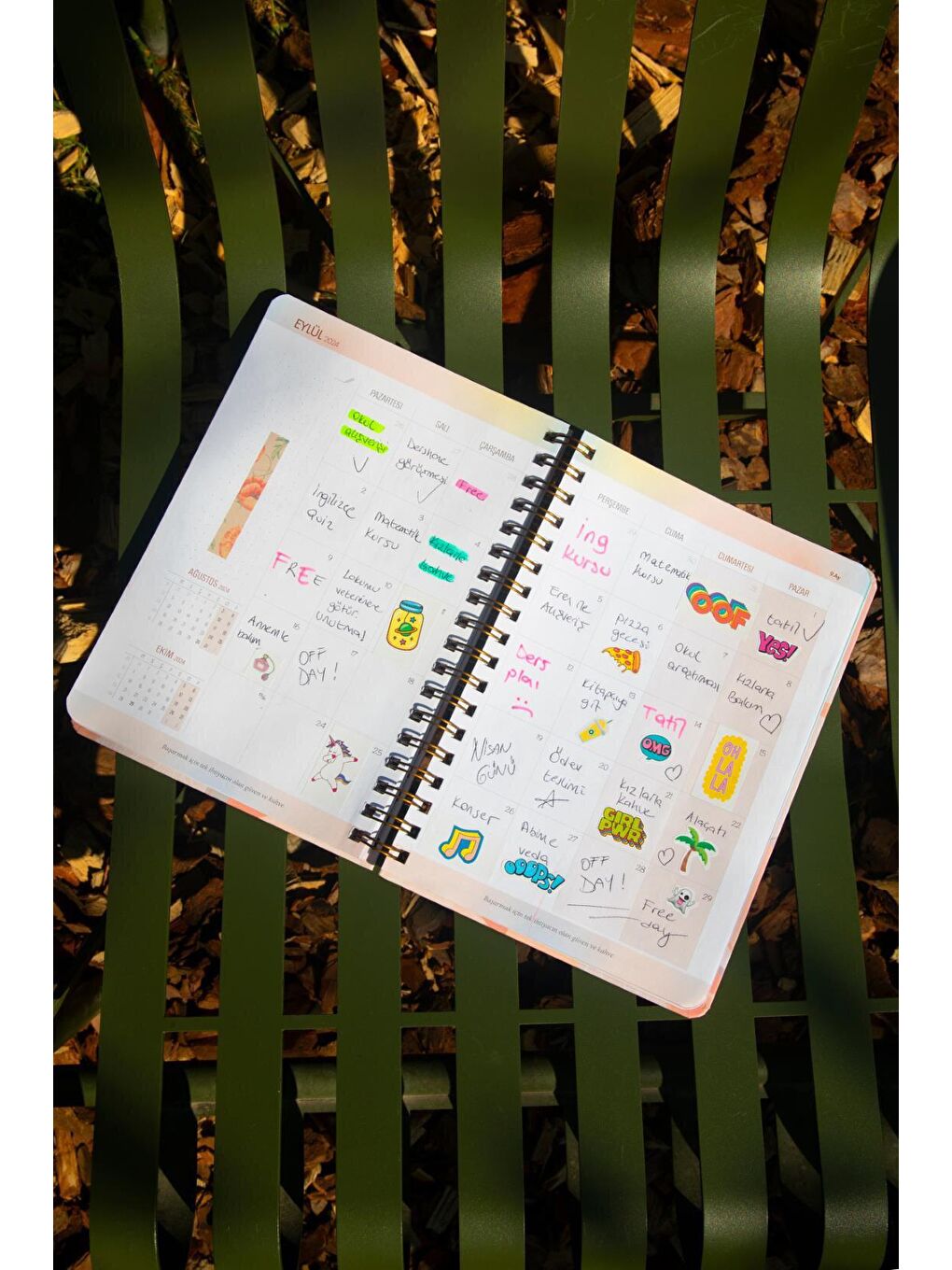 17 Aylık Akademik Ajanda 17x24 Spiralli 23/24 Stickerlı Pink-2