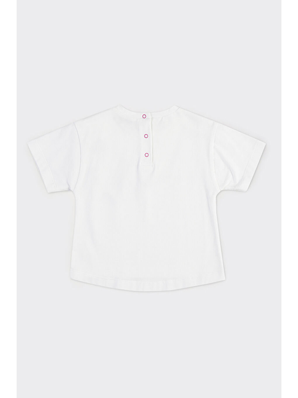 Kız Bebek Nakışlı Yaka Detaylı Ekru Tişört-1