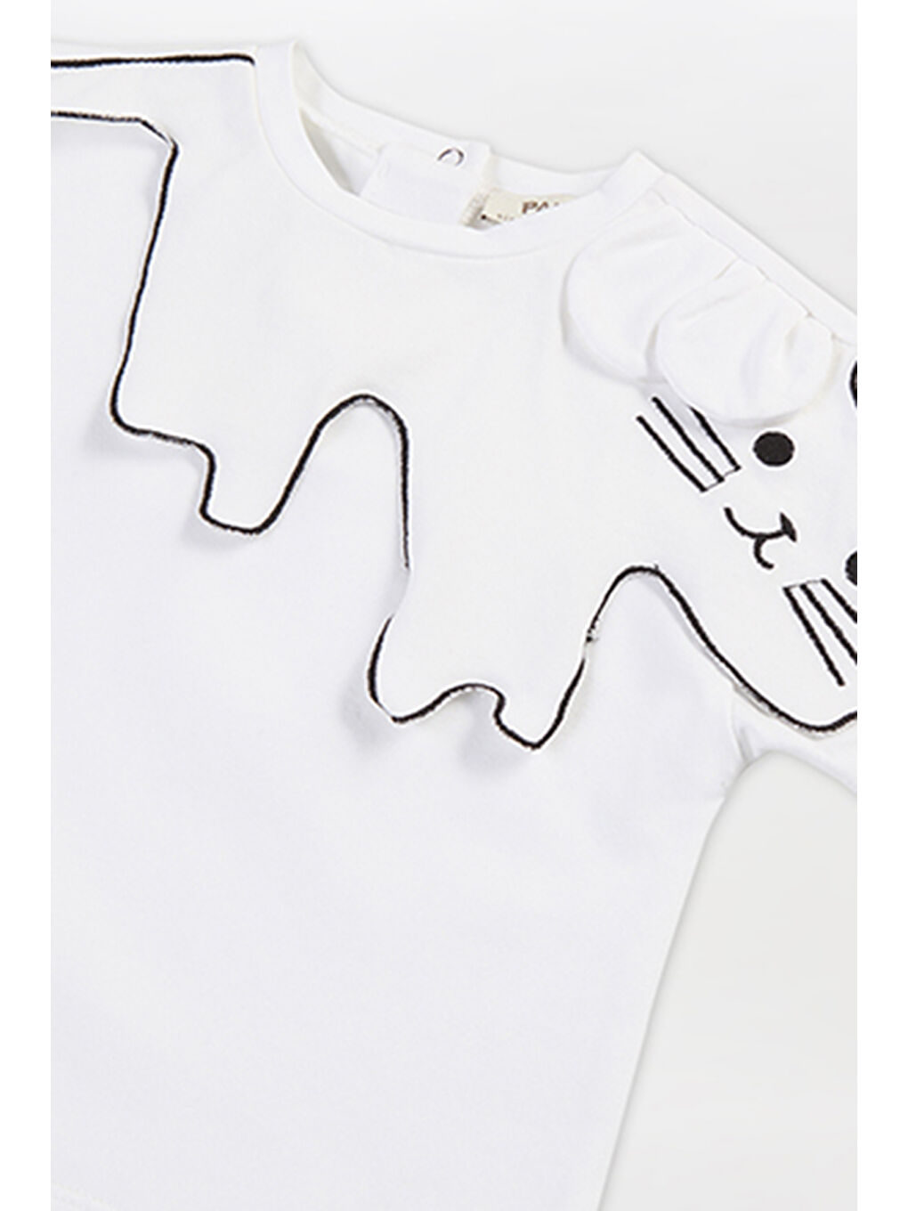 Kız Bebek Nakışlı Yaka Detaylı Ekru Tişört-2