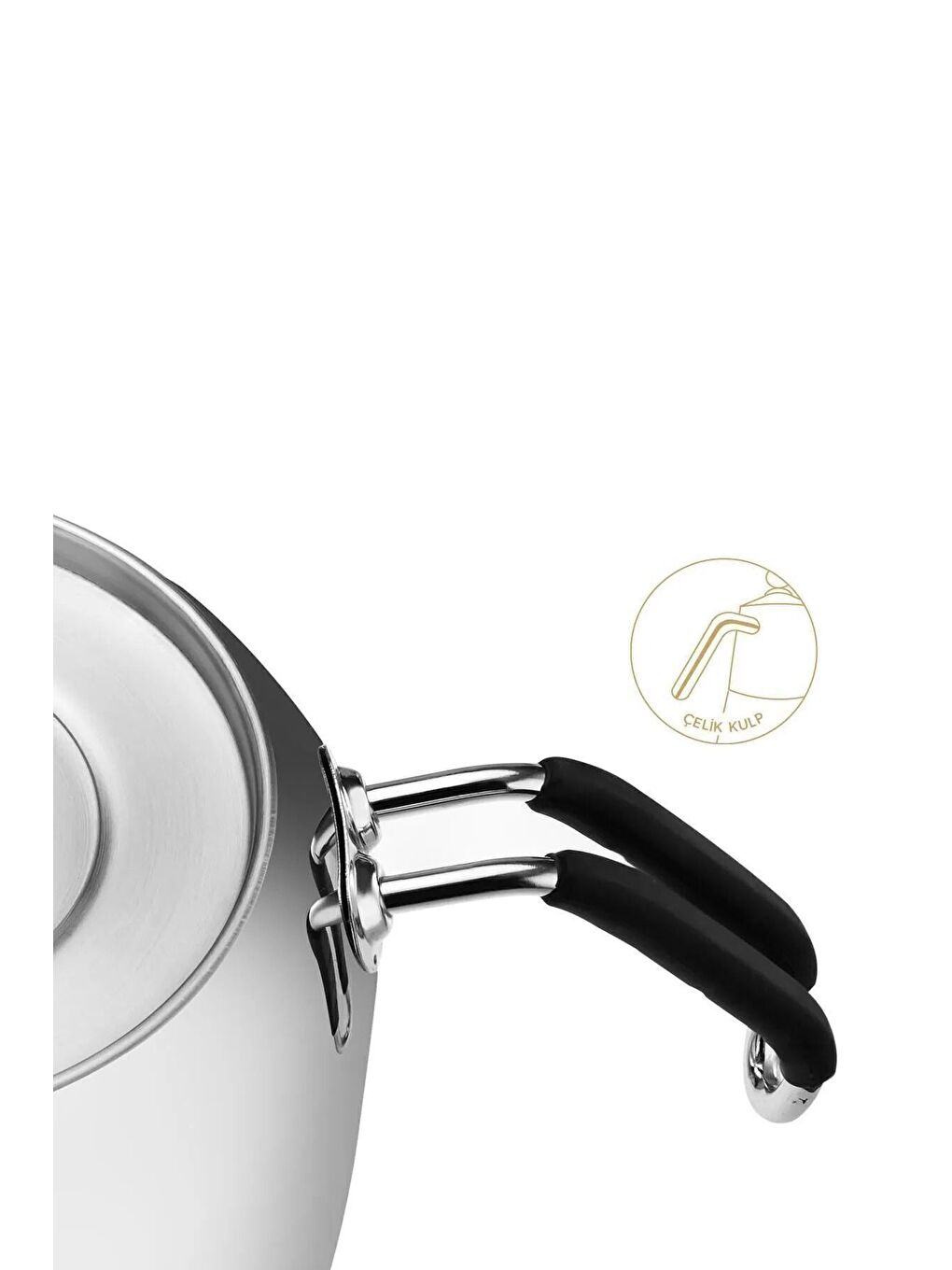 Gri Modern Midi Orta Boy 1-2 Lt. Paslanmaz Çelik Çaydanlık Takımı-4