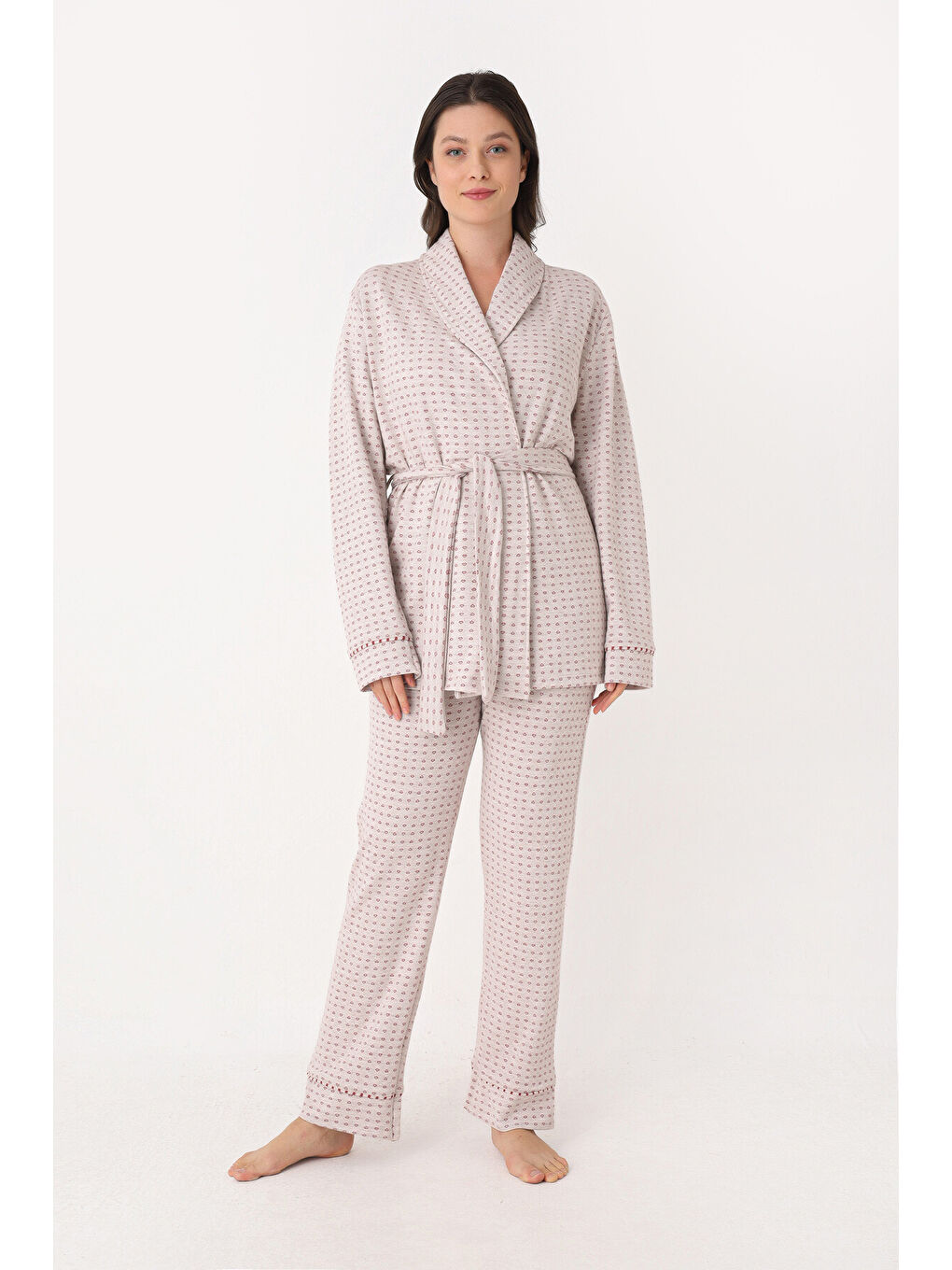 Kırmızı Sabahlık Pijama Takım-1