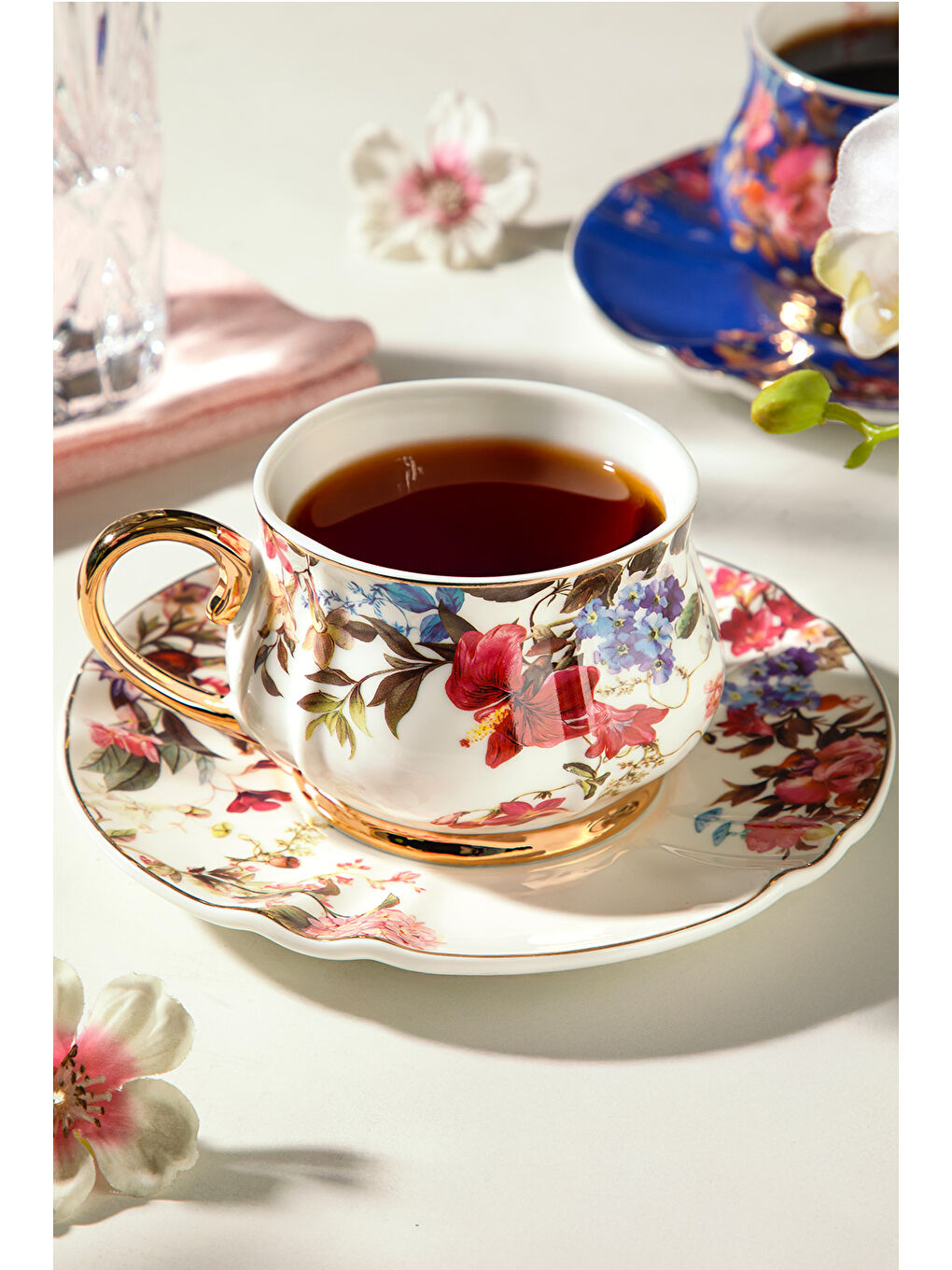 Beyaz Rossella 6 Kişilik 12 Parça Porselen Çay Fincan Takımı-3
