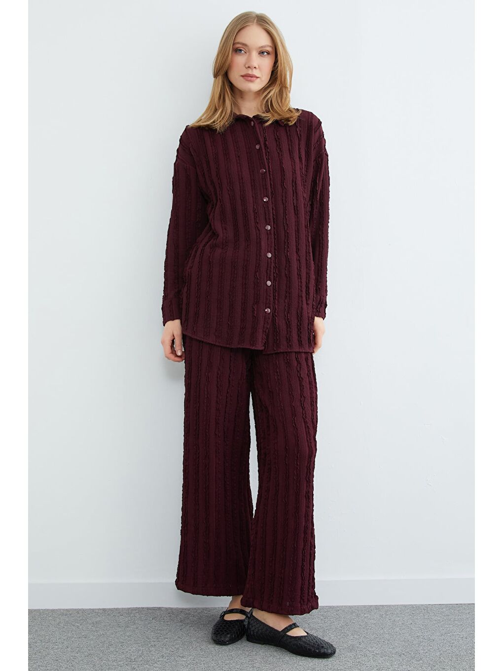 Mürdüm Fullamodest Krep Kumaş Salaş 2 Li Takım-1