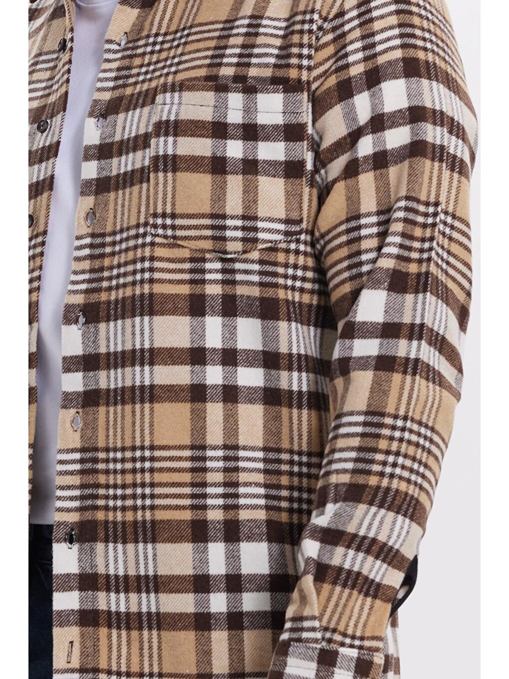 Kahverengi Erkek Regular Fit Rahat Kesim Kışlık Kareli Oduncu Gömlek-2