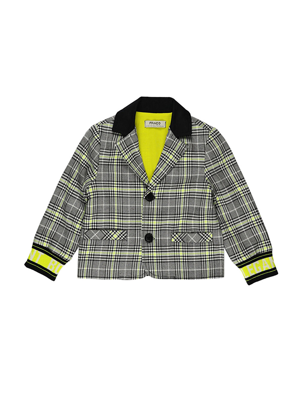 Erkek Bebek Ekose Desenli Siyah Ceket