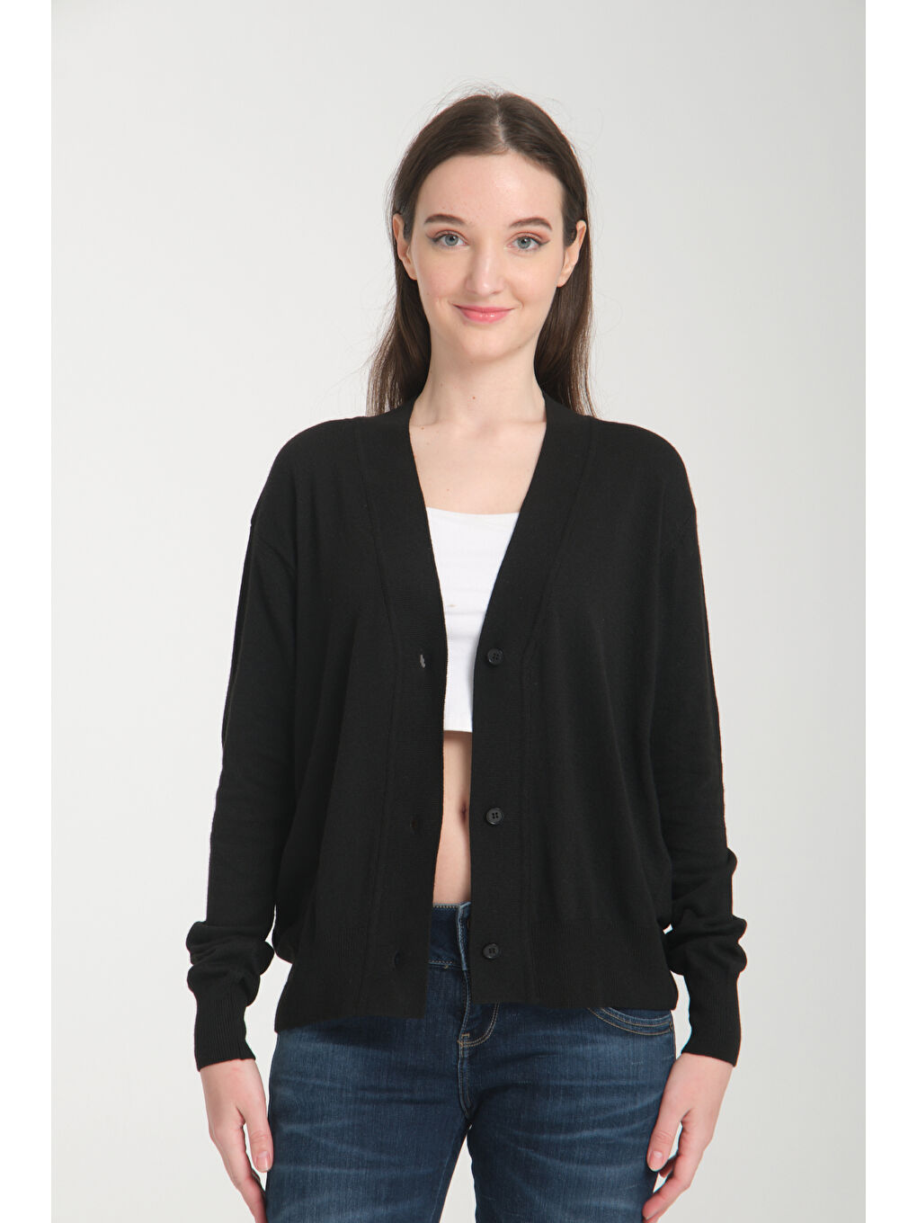 Siyah Kadın Hırka 4814-4