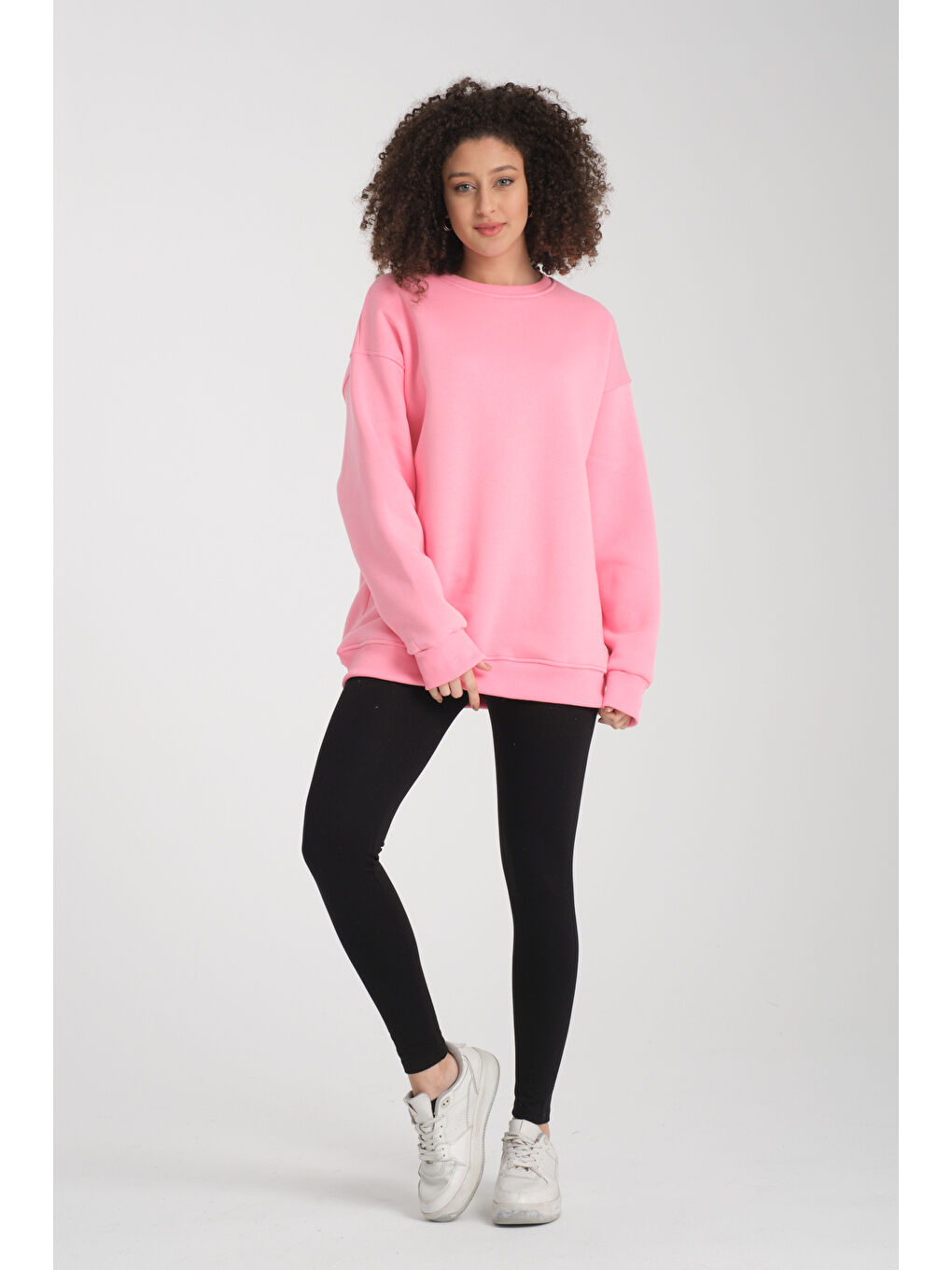 Pembe Uzun Kol 3 iplik Sweatshirt BK 1014-1