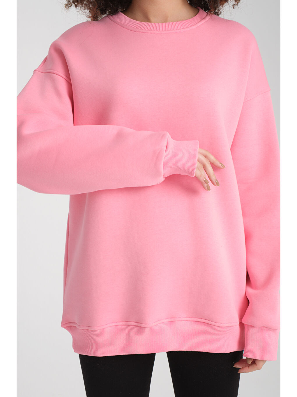 Pembe Uzun Kol 3 iplik Sweatshirt BK 1014-2