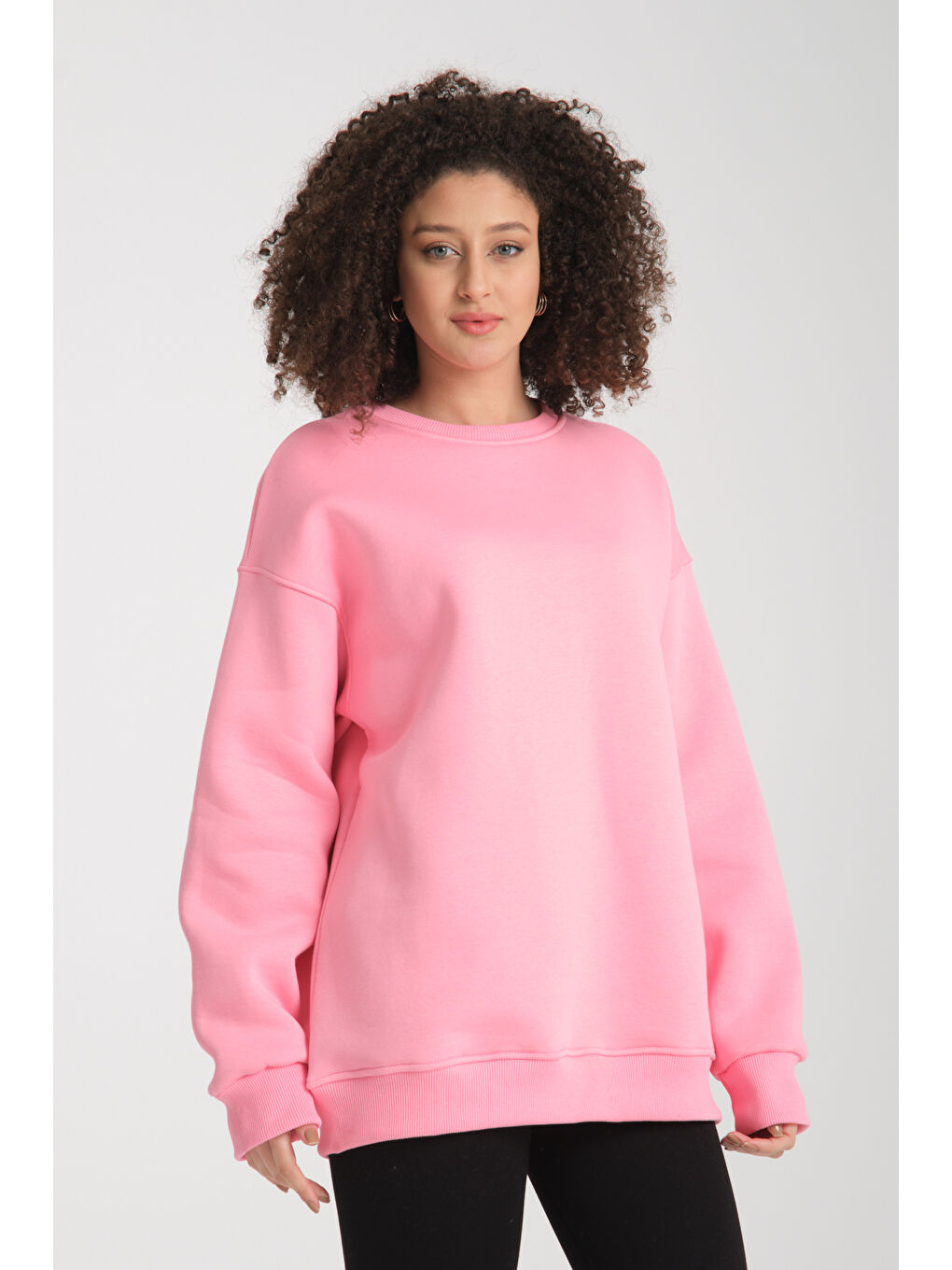 Pembe Uzun Kol 3 iplik Sweatshirt BK 1014-4