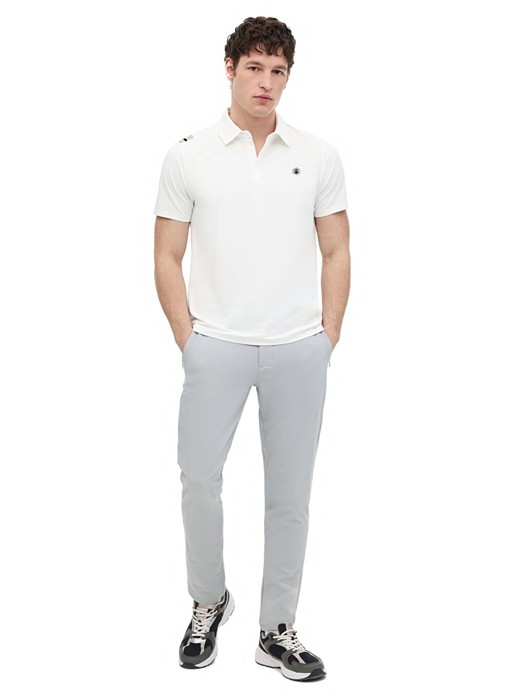 Beyaz ML FABIAN 12ELG1-009 6FX KIRIK BEYAZ Erkek Kısa Kol T-Shirt-2