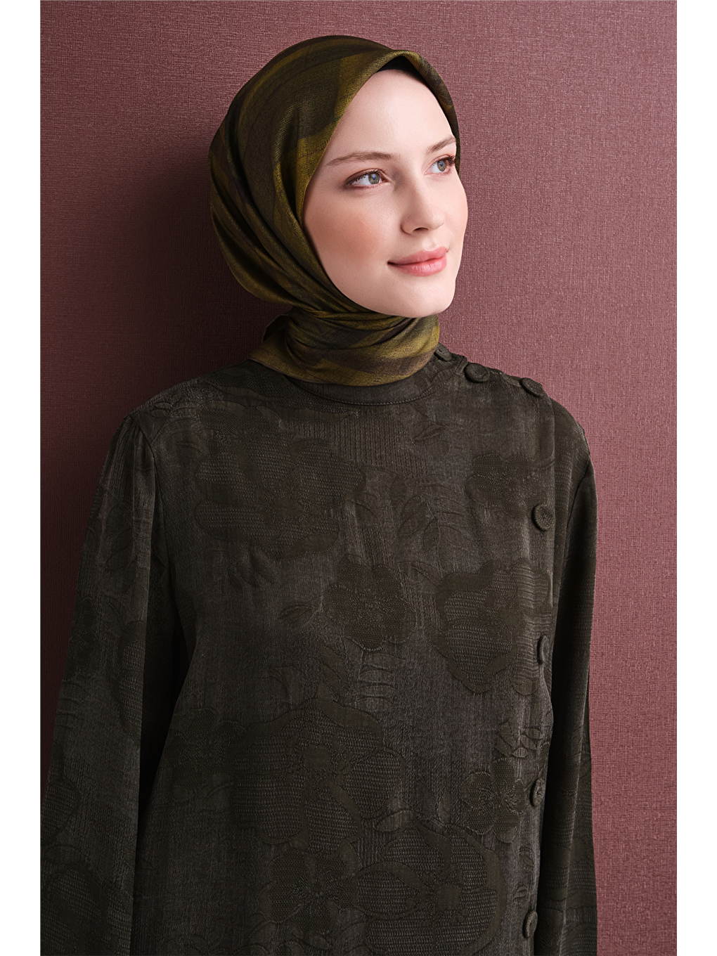 Yeşil Saf İpek Twill Eşarp 9618d 81-1