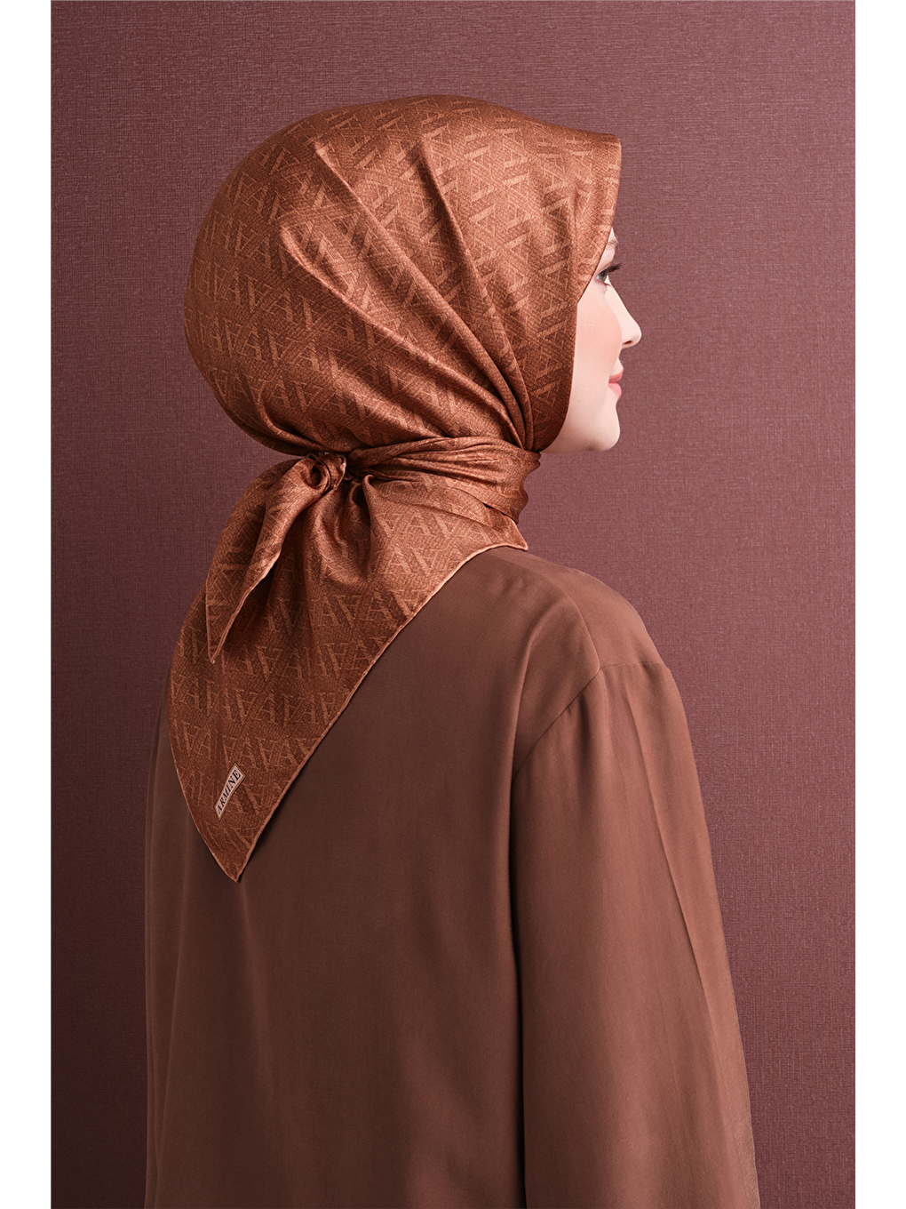 Kahverengi Saf İpek Twill Eşarp 9625d 34-4