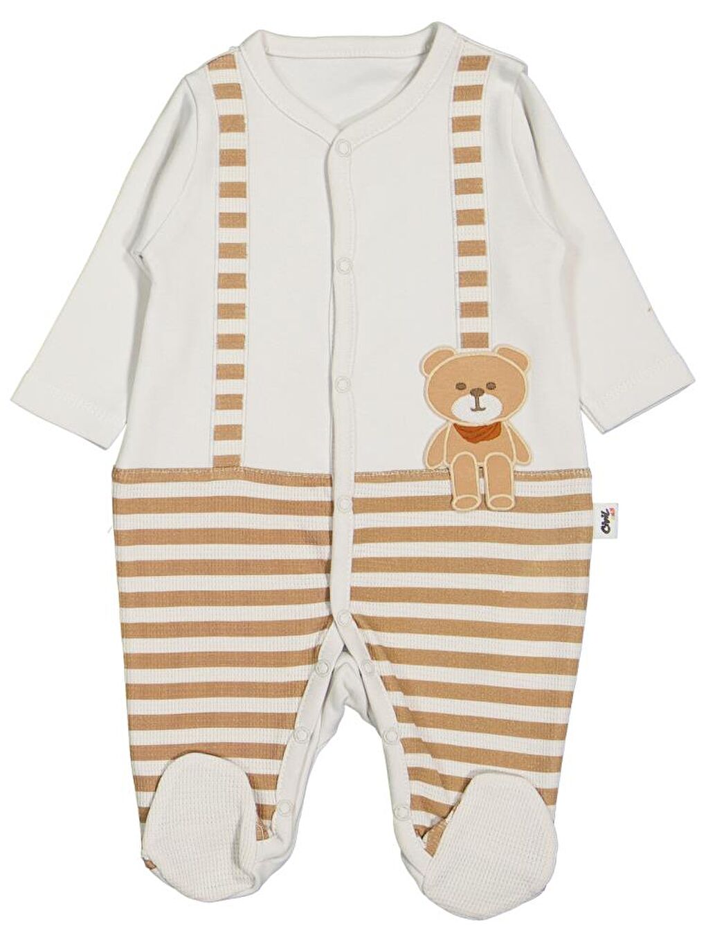 Kahverengi Baby Ayıcık Çizgili Empirme Zıbın Setleri