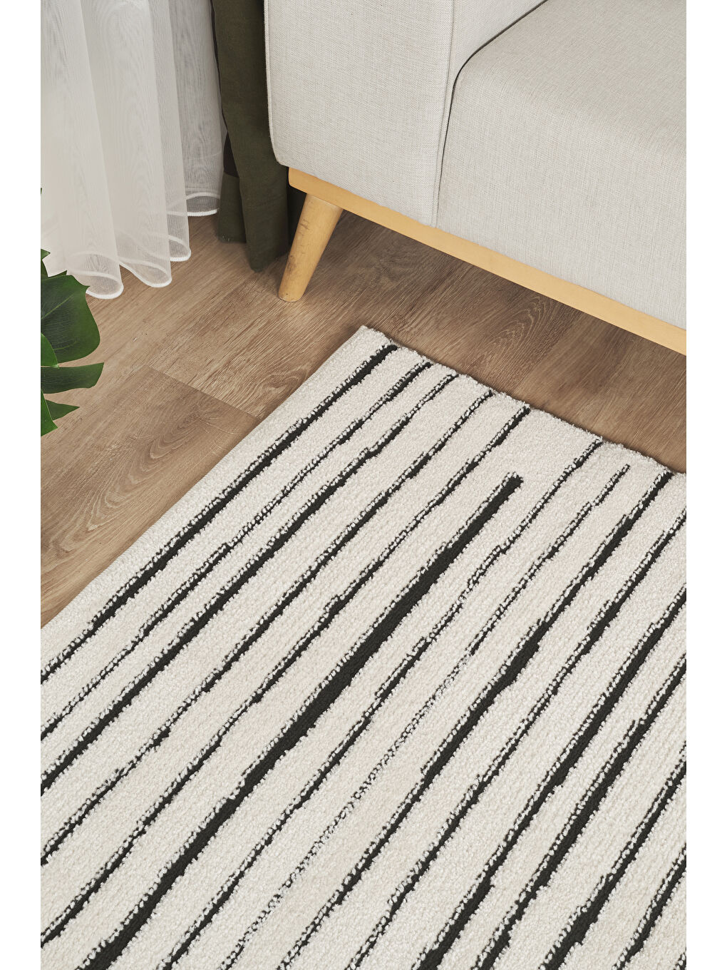 Ekru Konfor Jung 7187 Modern Dokuma Yumuşak Post Shaggy Halı-160x230-1