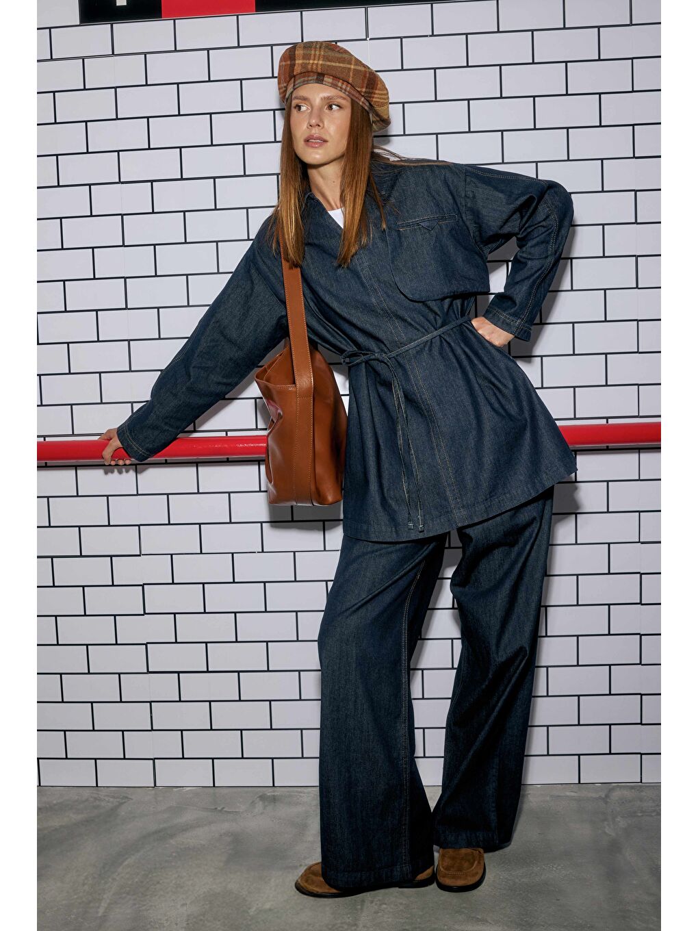 Cep Detaylı Denim Tunik Mavi-1