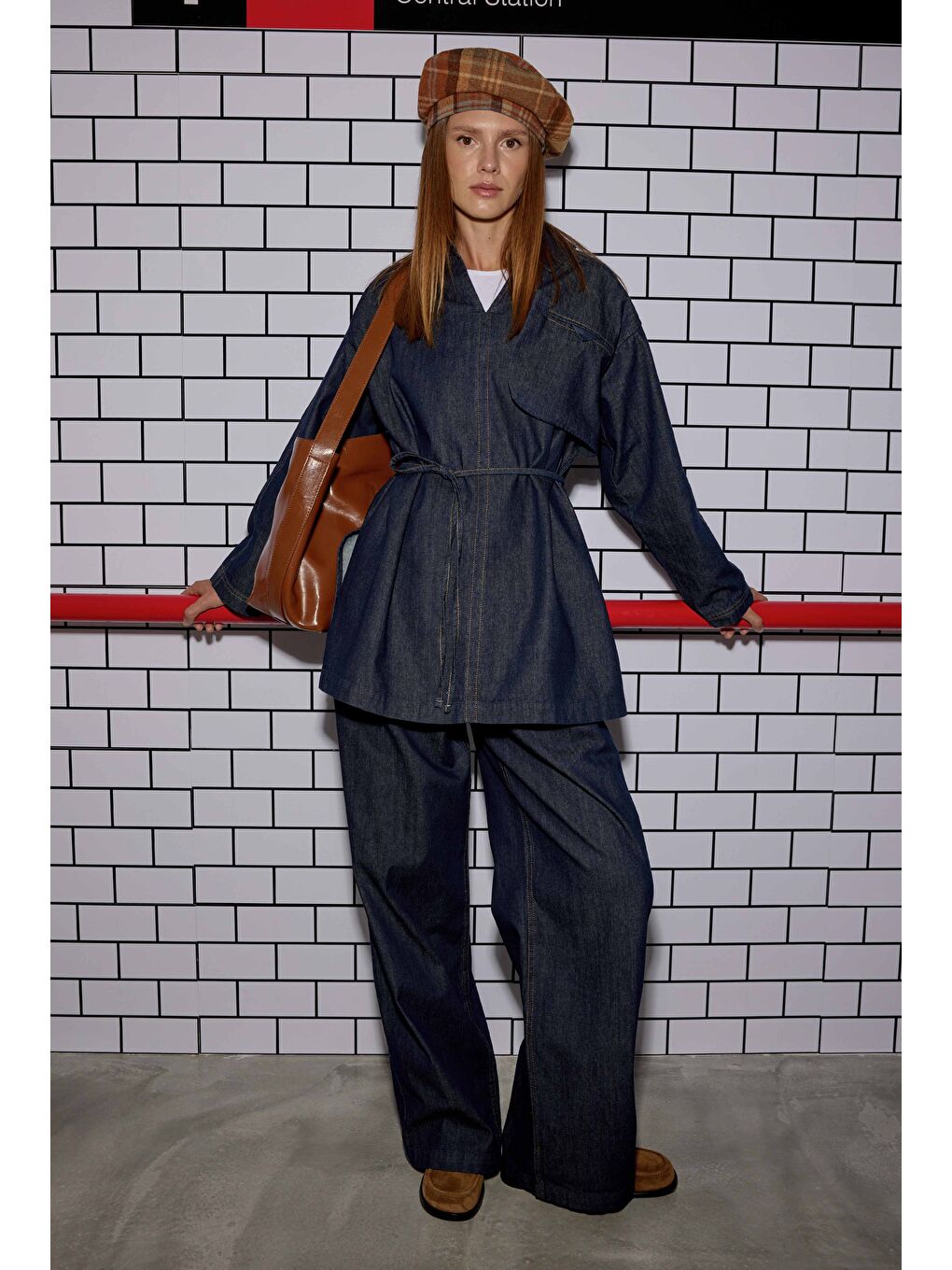 Cep Detaylı Denim Tunik Mavi-3