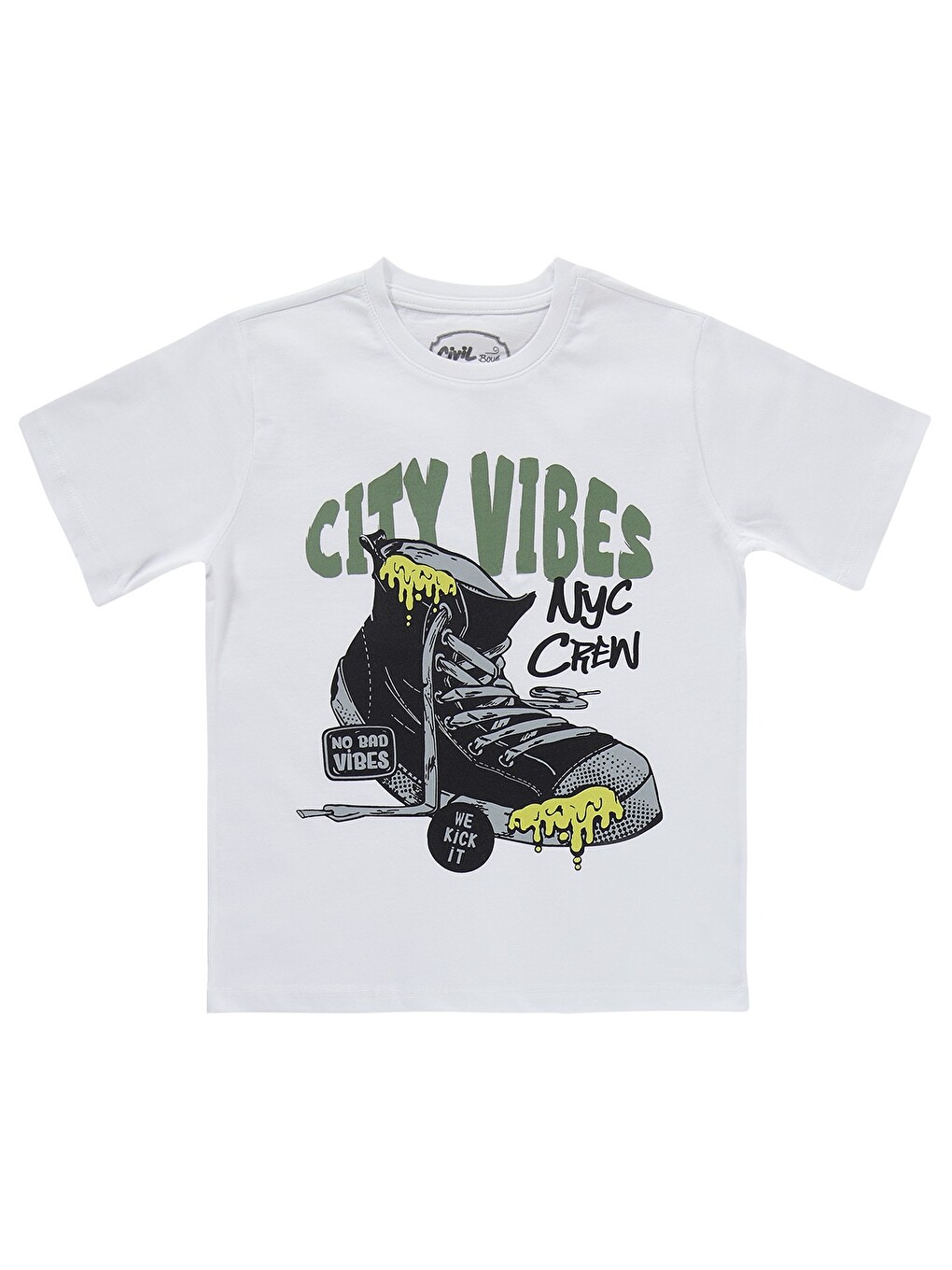 Boys City Vibes Baskılı 10-13 Yaş Tişört - Beyaz