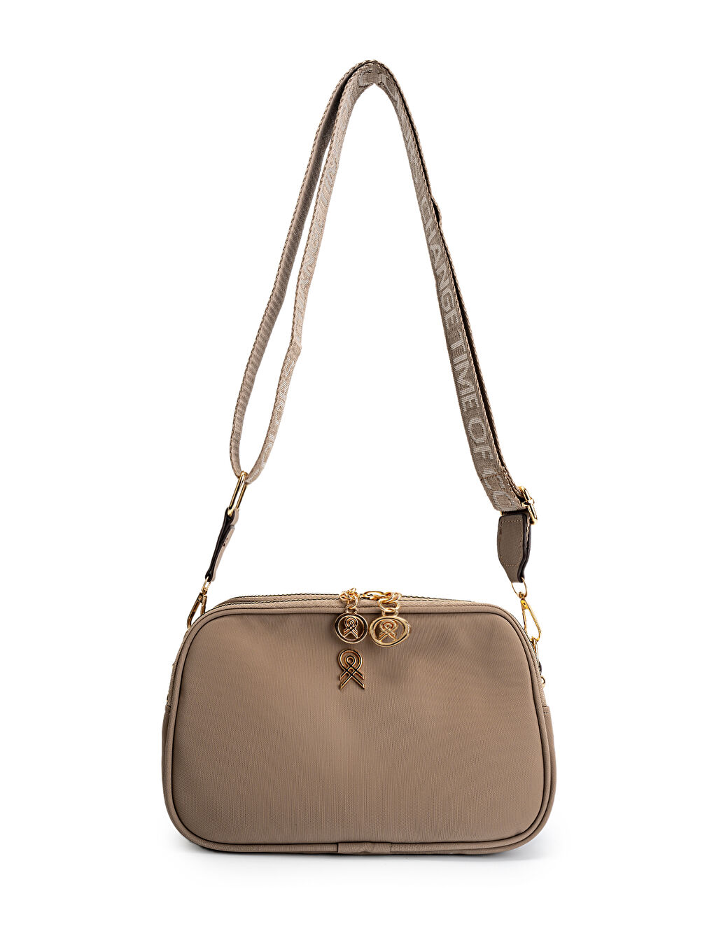 Bej Paraşüt Kumaş Kadın Çapraz Çanta  Vizon